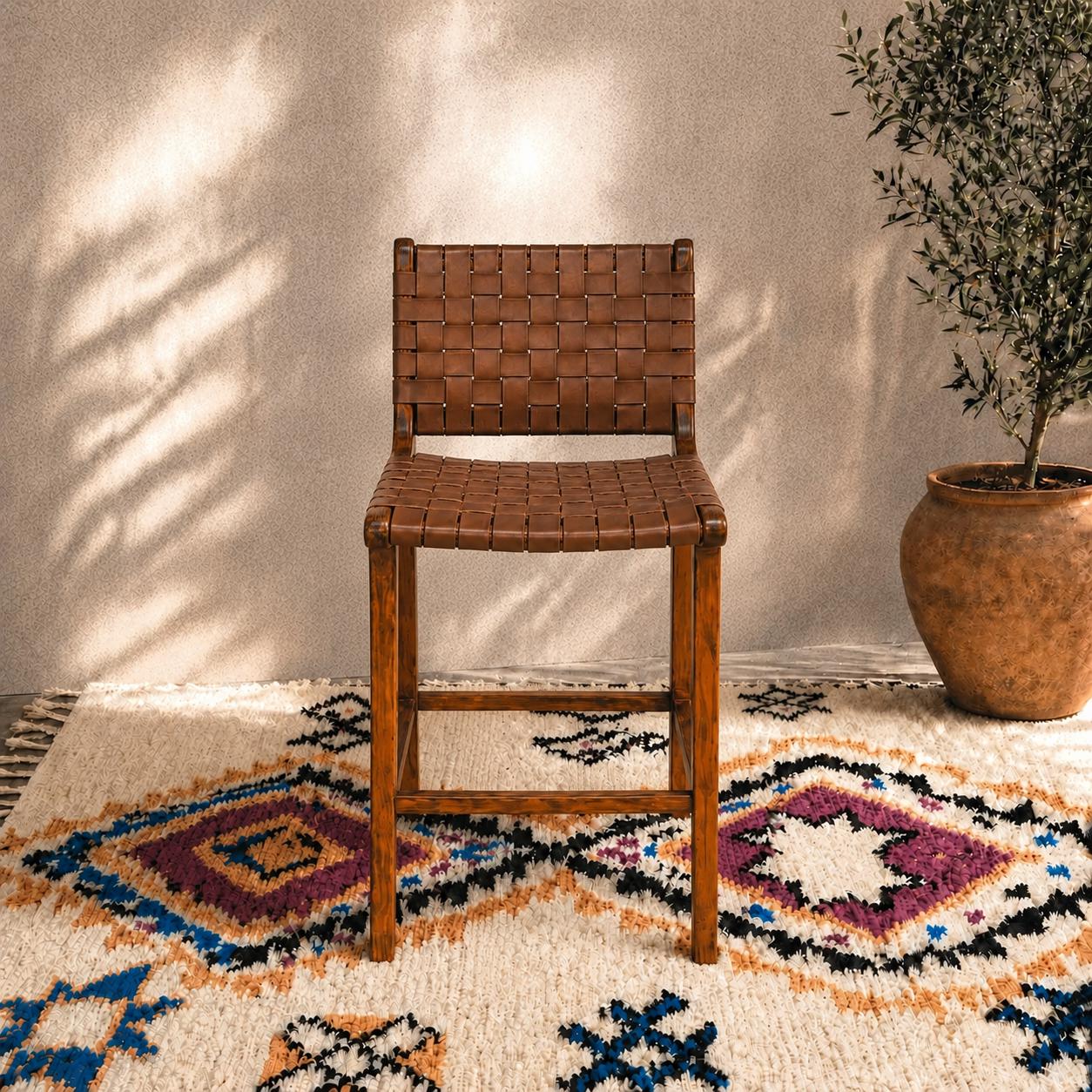 Moroccan Bar Stool — detail of woven craftsmanship