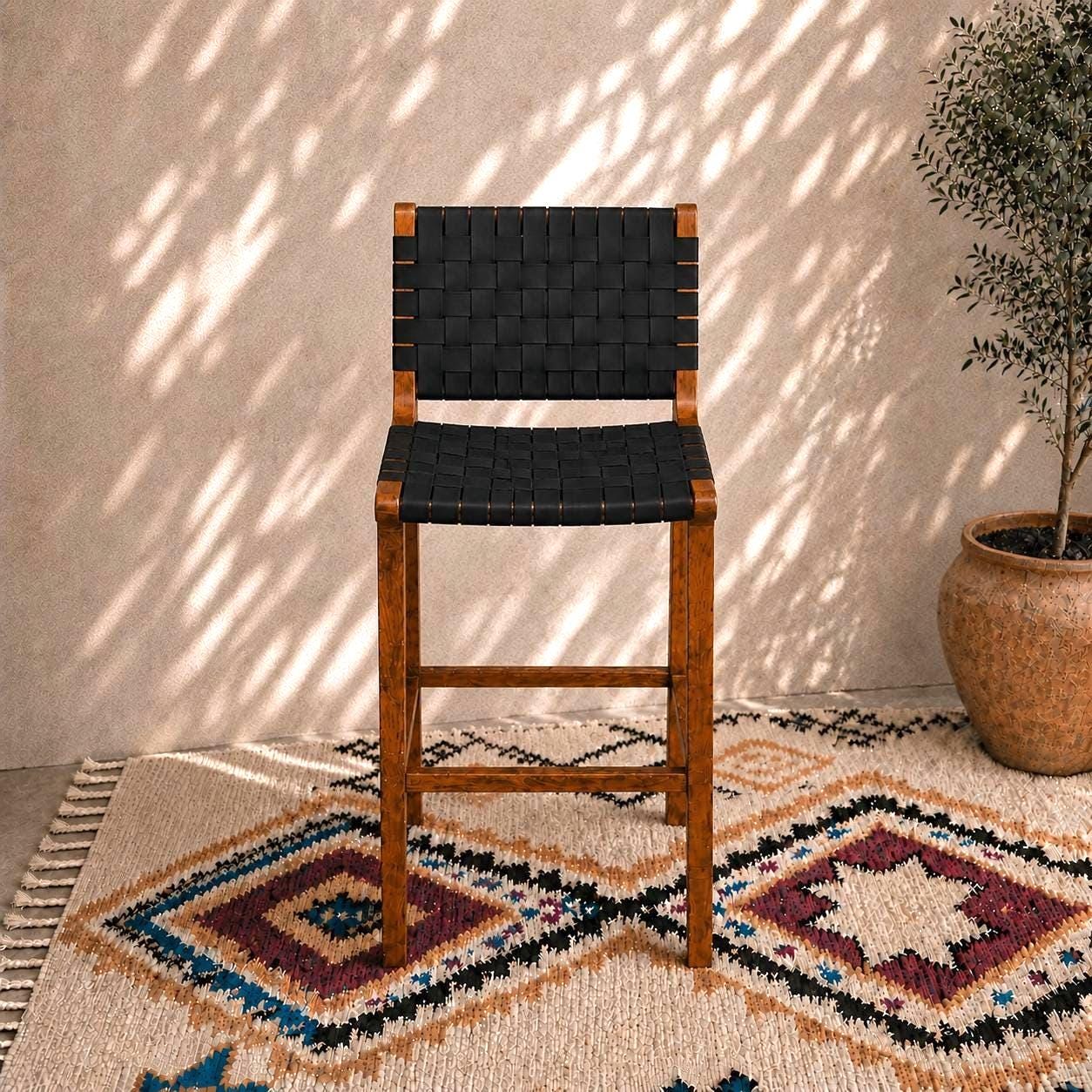 Moroccan Bar Stool — detail of woven craftsmanship