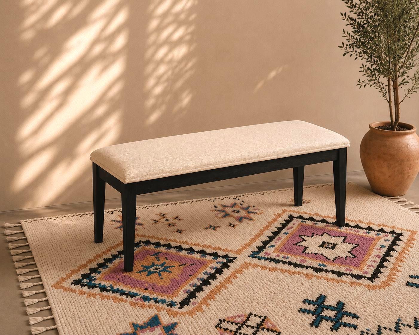 Moroccan Fabric Ottoman Bench — Berber Boho Upholstered