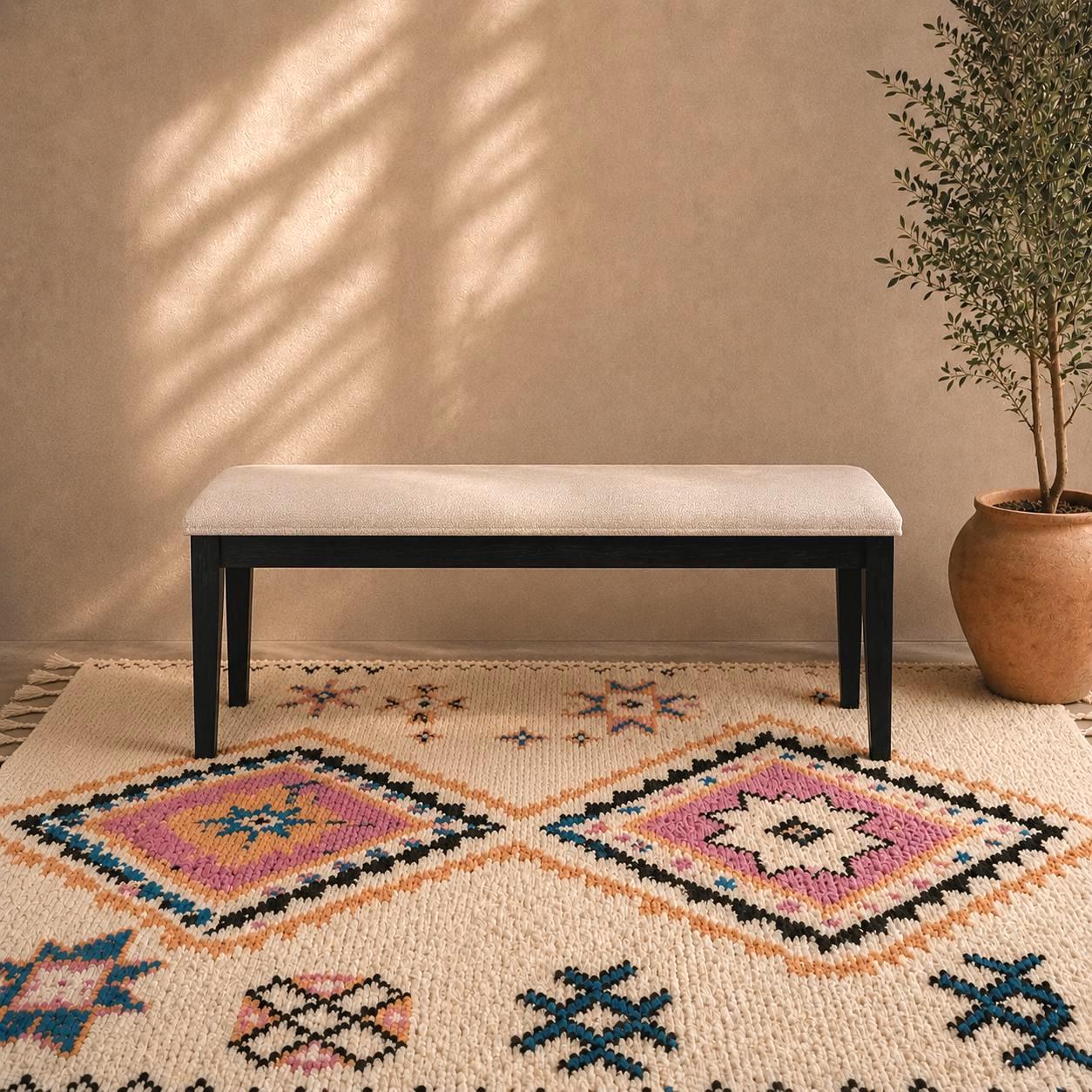 Moroccan Fabric Bench — detail of woven craftsmanship