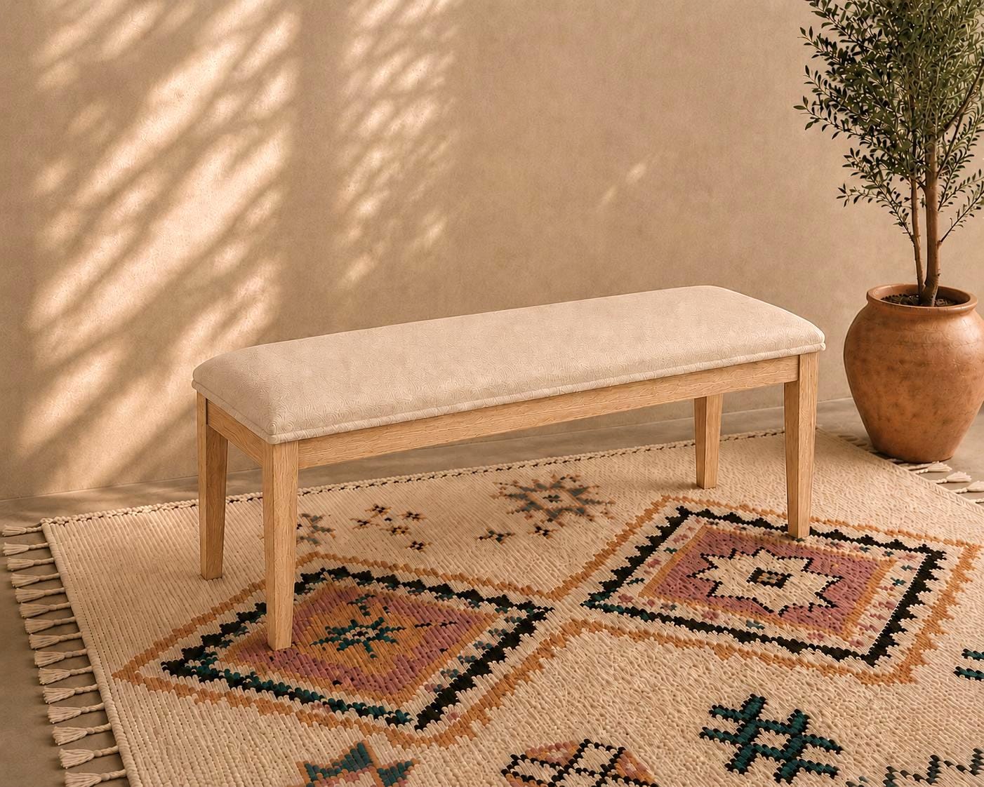 Moroccan Fabric Bench — Handmade Upholstered Seat