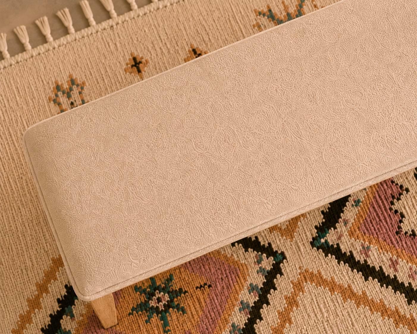 Moroccan Fabric Bench — styled in a modern boho living room