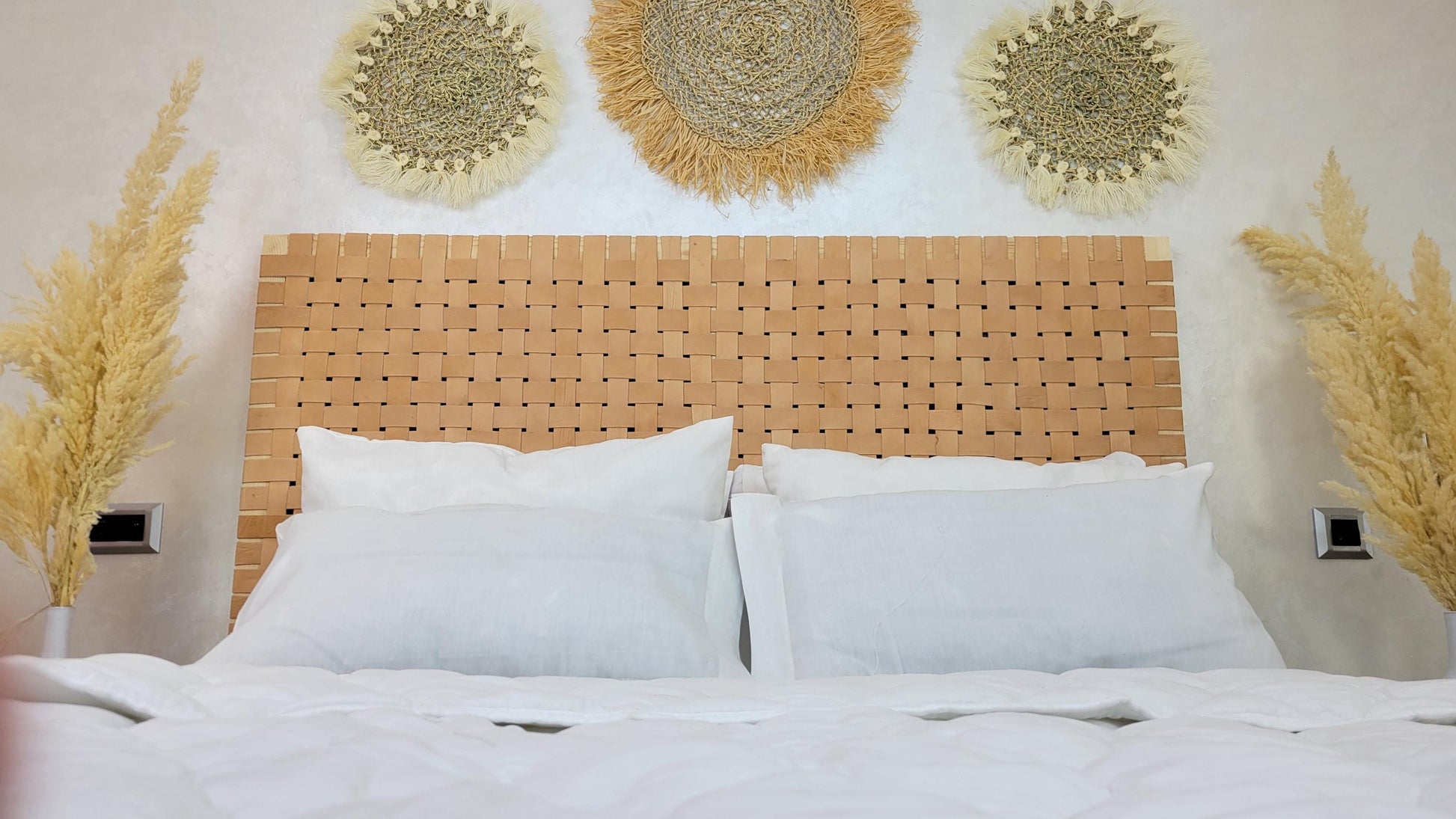 Woven Leather Headboard — back view of leather construction
