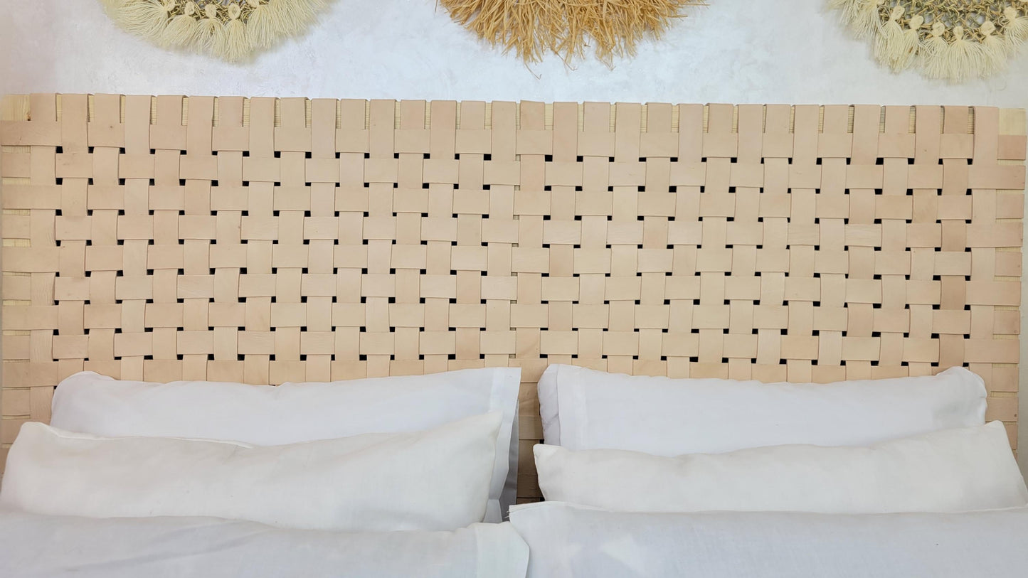 Woven Leather Headboard — top view showing weave pattern