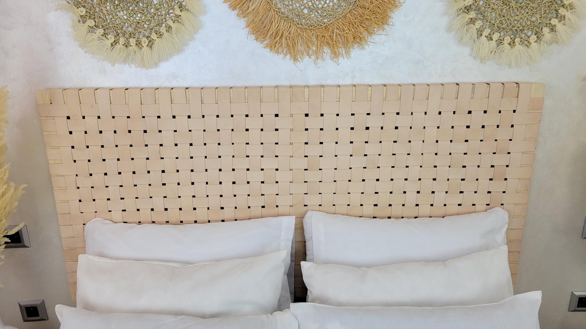 Woven Leather Headboard — close-up of leather texture