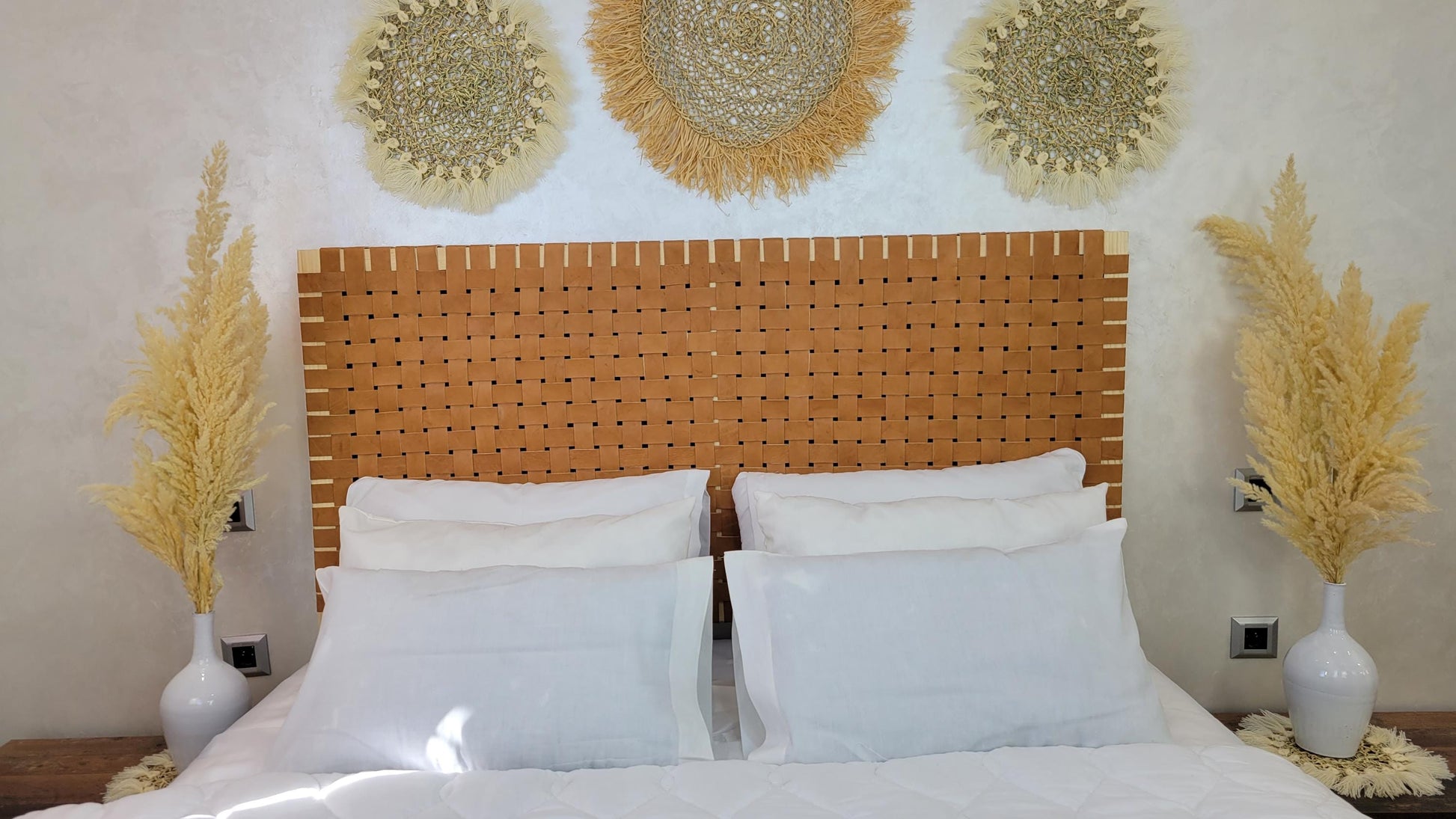 Woven Leather Headboard — close-up of leather texture