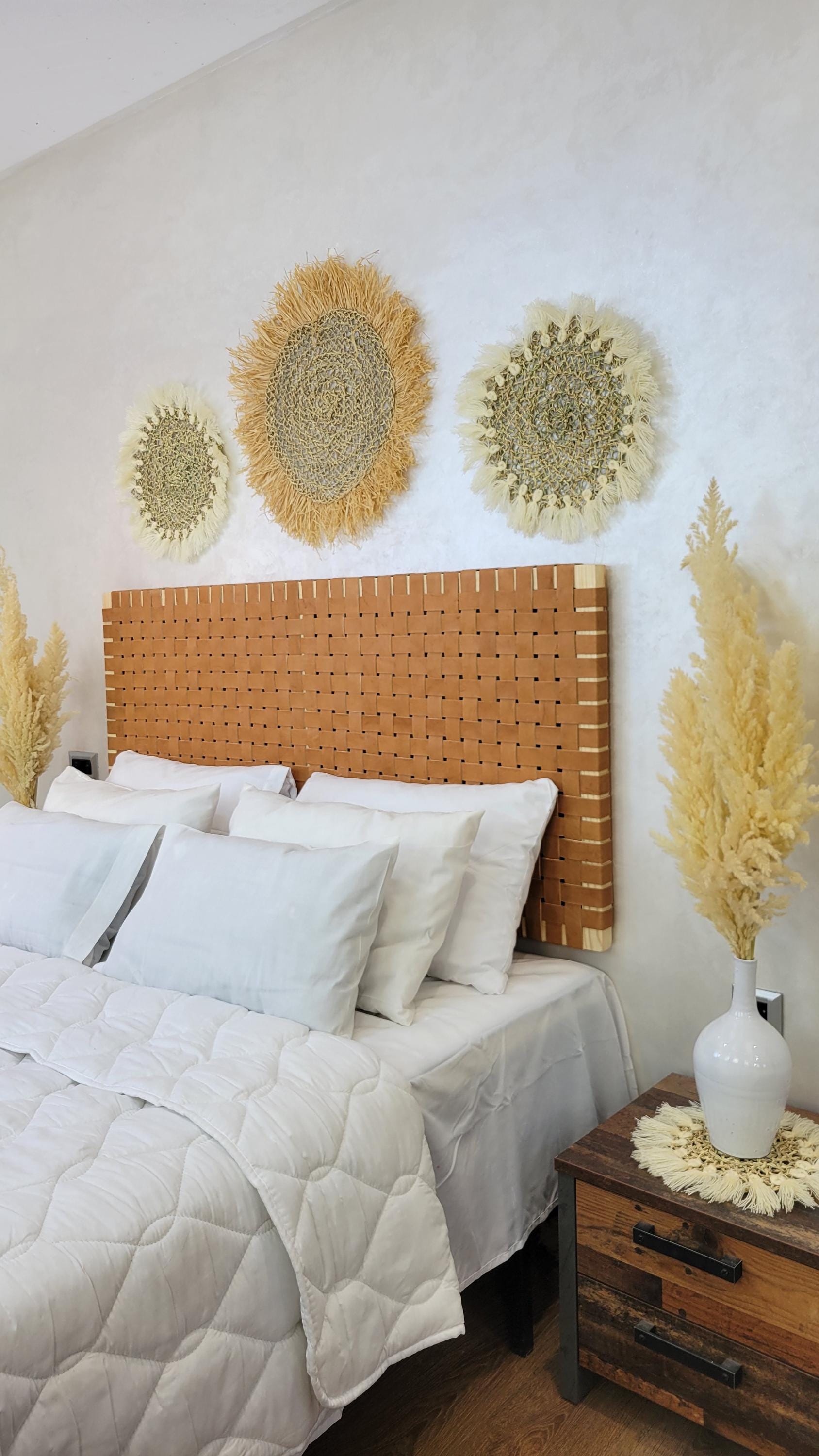 Bohemian Woven Leather Headboard — Artisan Statement