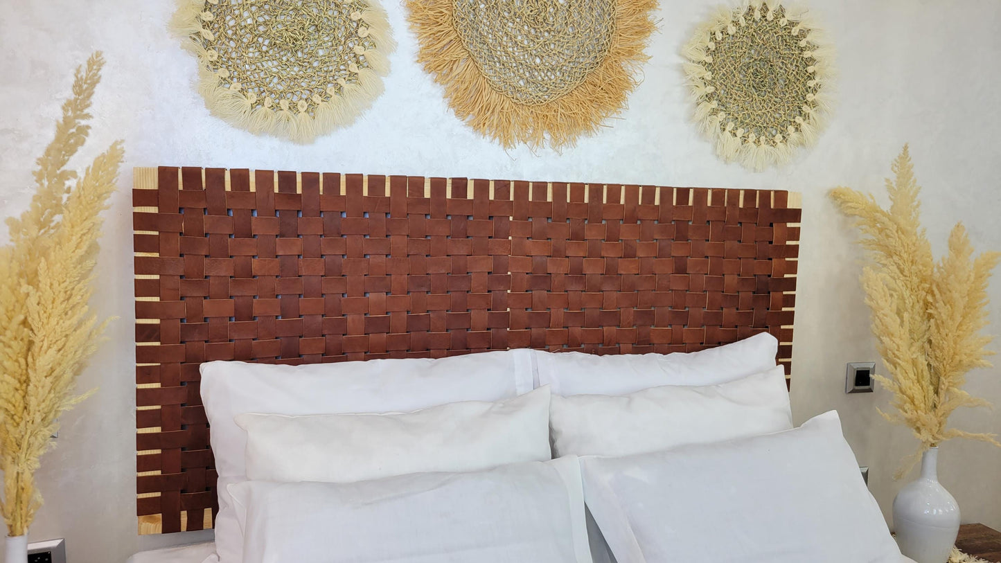 Woven Leather Headboard — close-up of leather texture