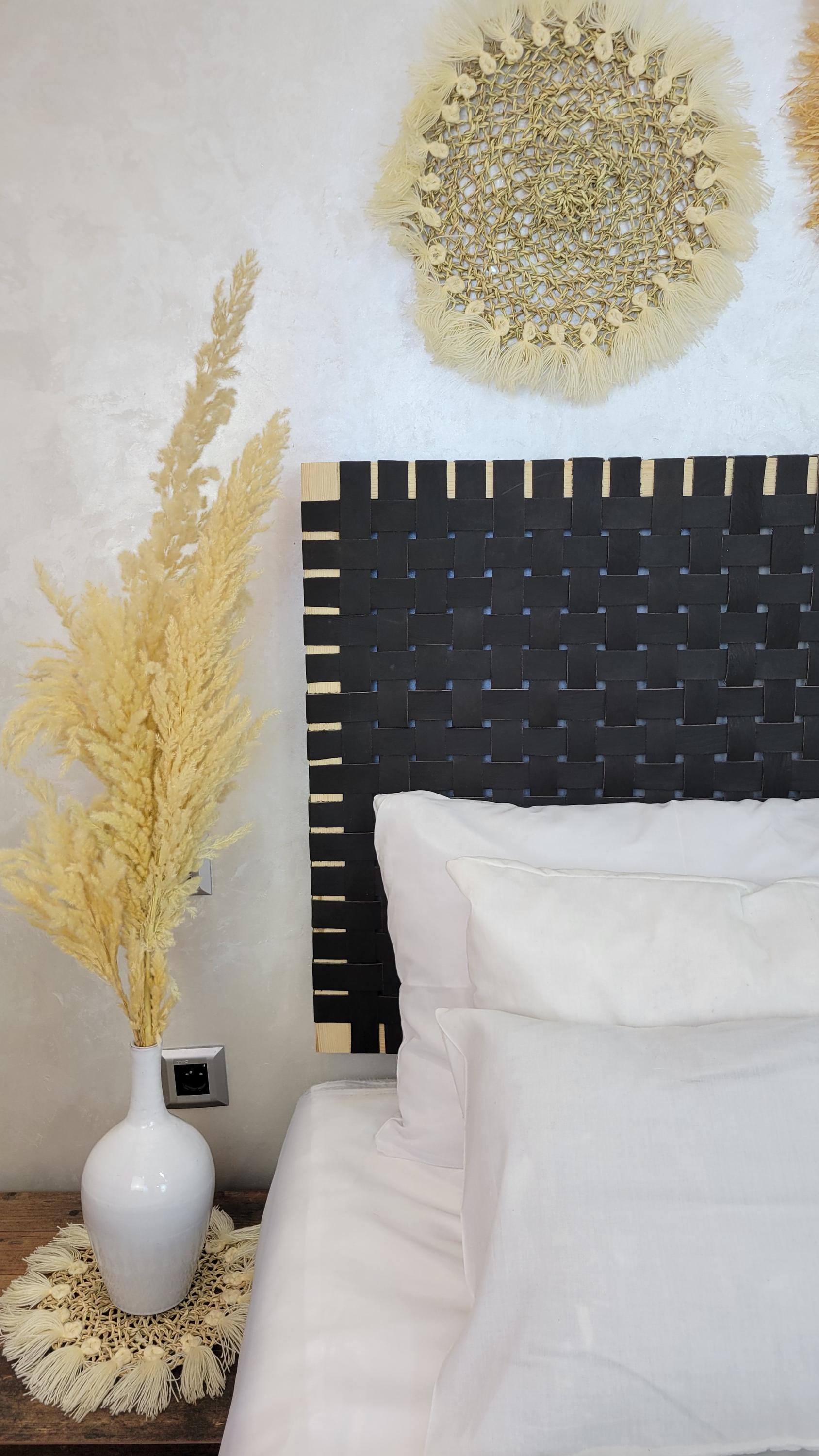 Woven Leather Headboard — lifestyle scene in a US home