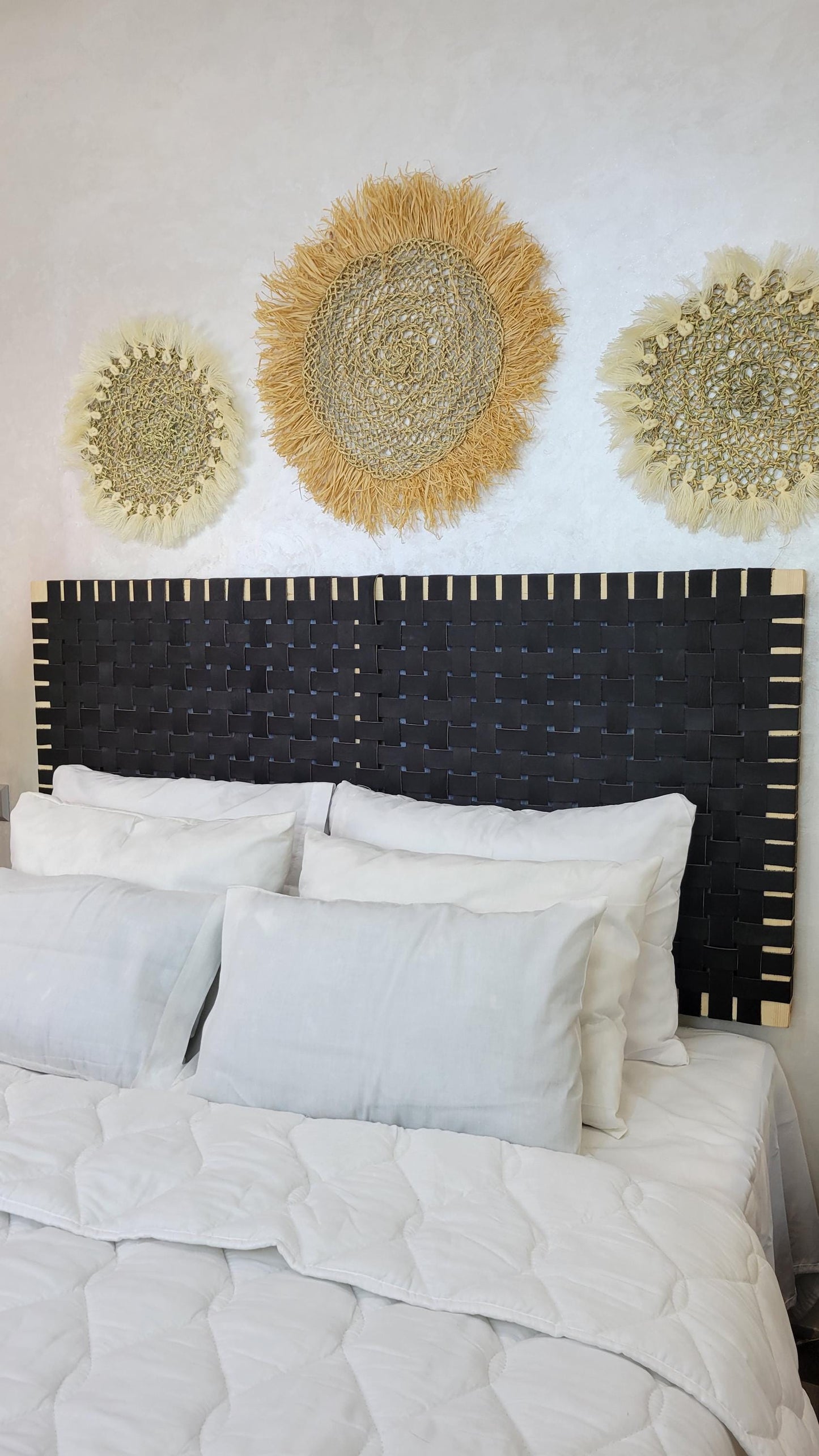 Modern Leather Weave Headboard — Rustic Luxury Bed
