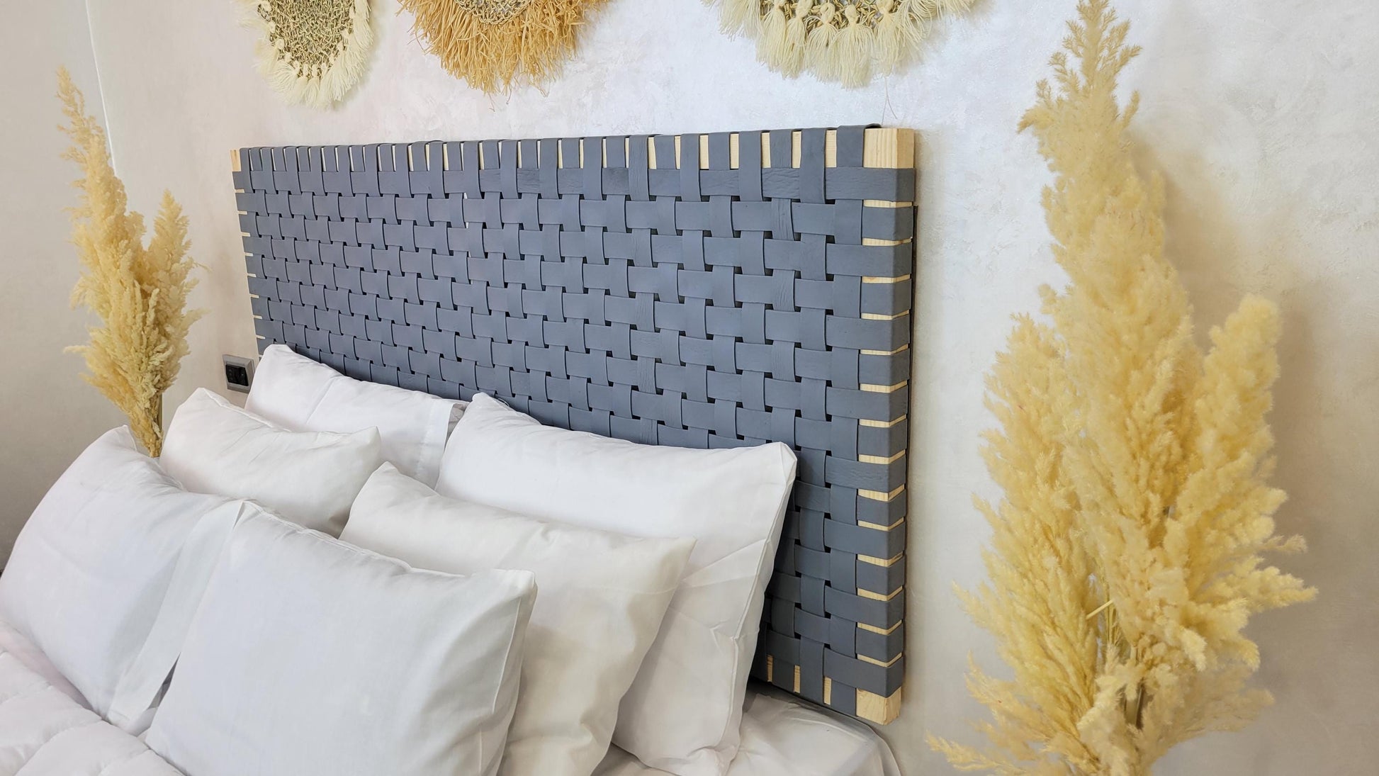 Woven Leather Headboard — lifestyle scene in a US home
