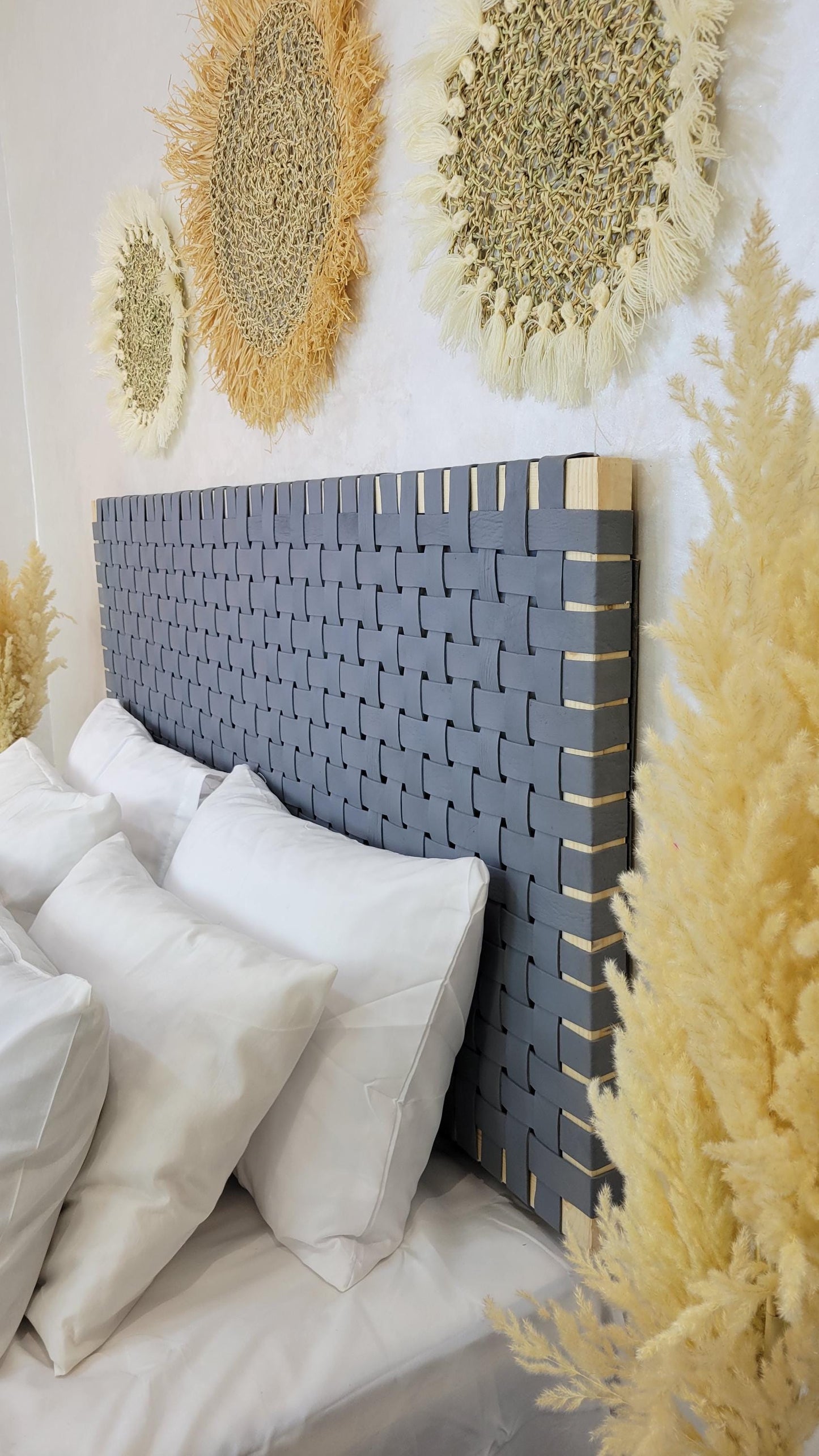 Woven Leather Headboard — close-up of leather texture
