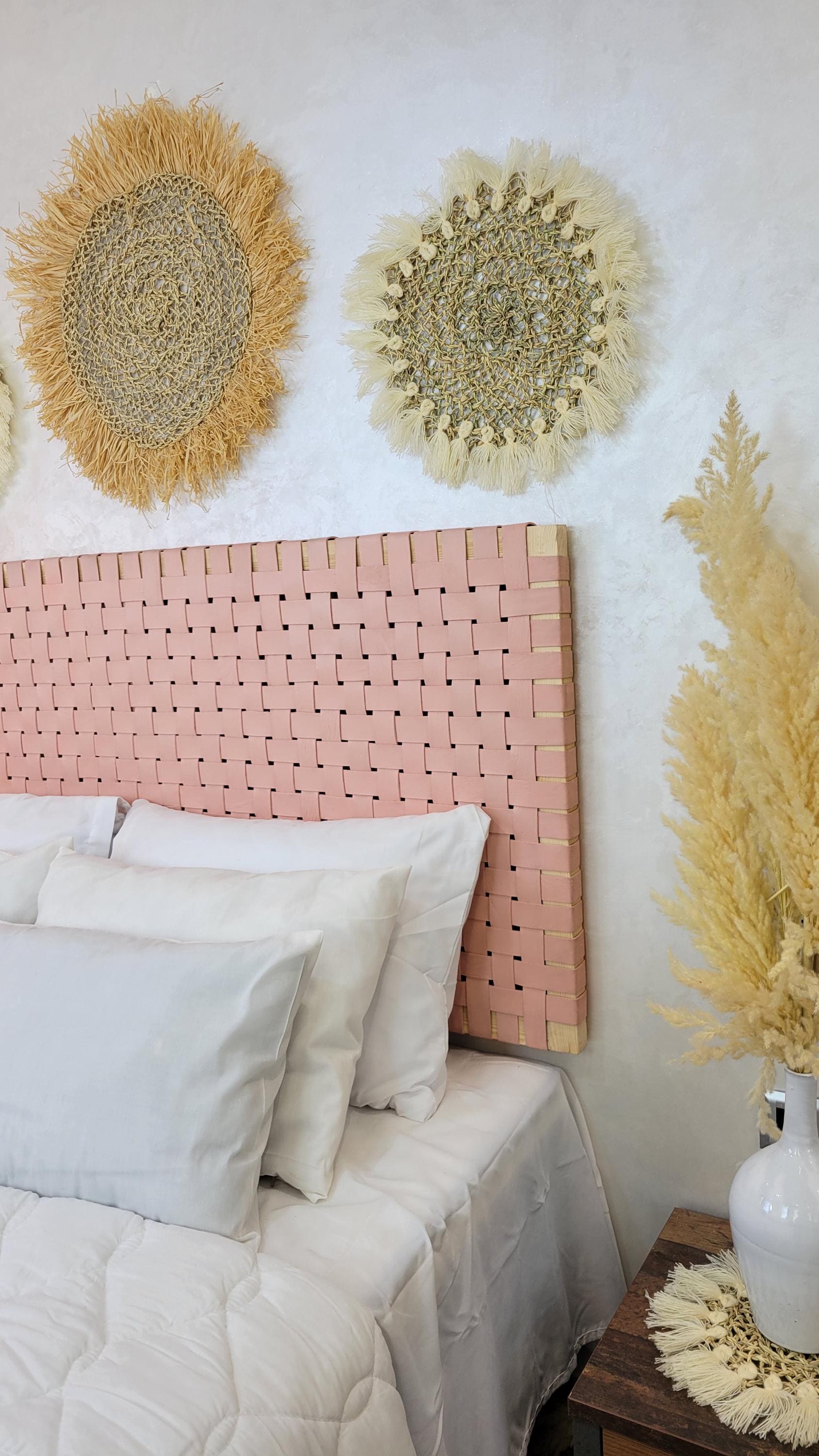 Woven Leather Headboard — back view of leather construction