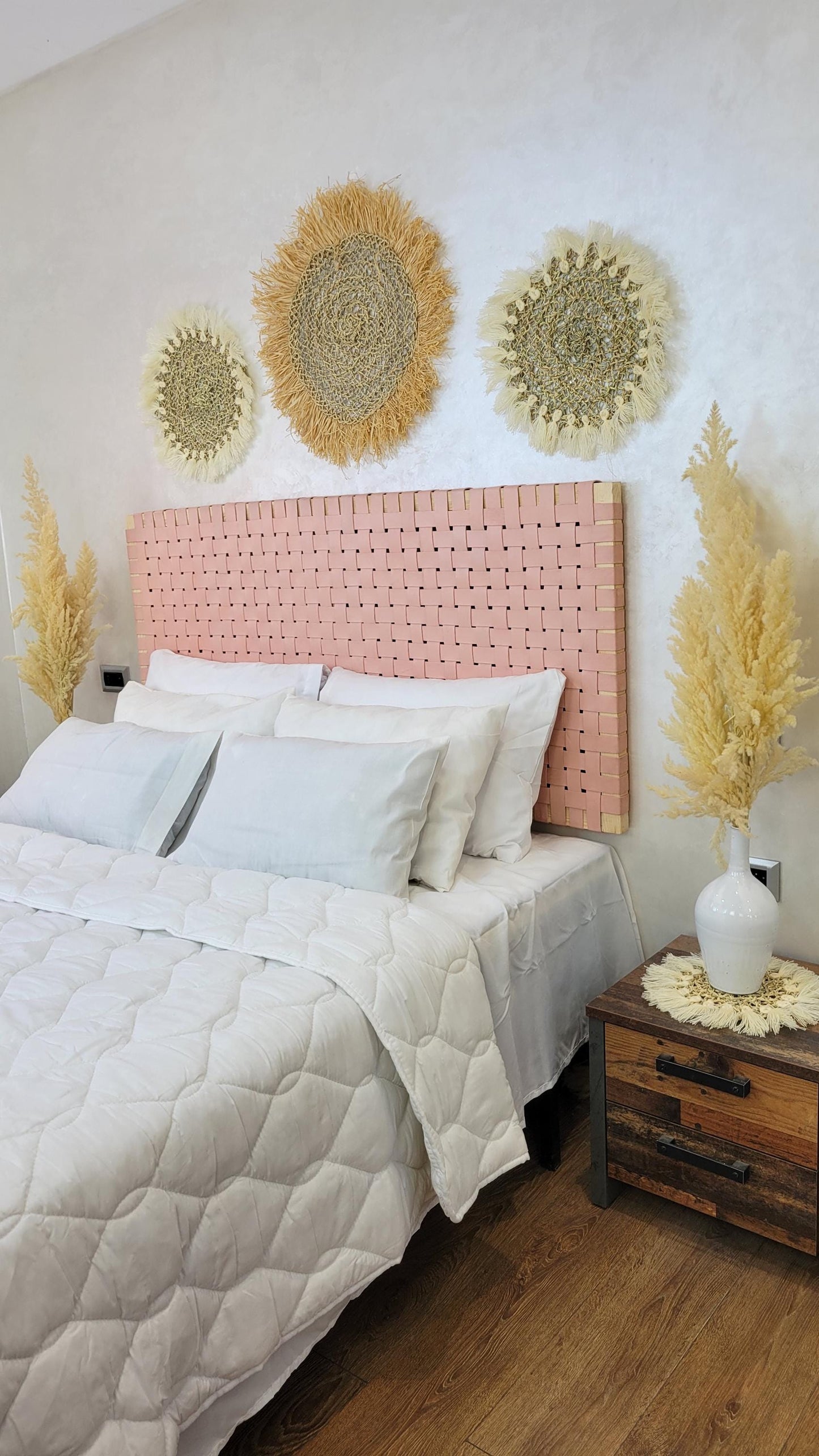 Luxury Boho Handwoven Leather Headboard — Statement Bed