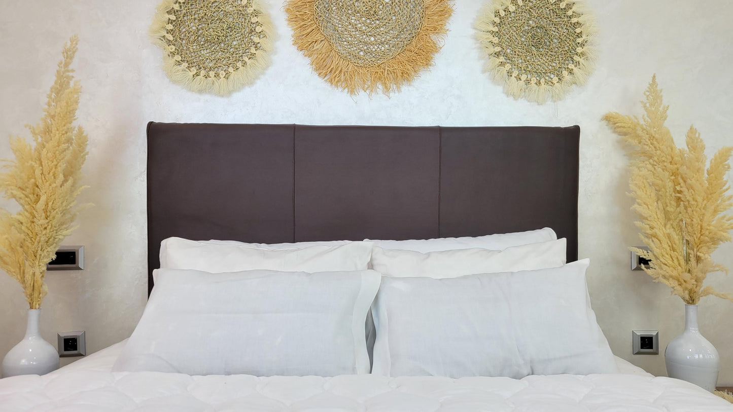 Upholstered Leather Headboard — top view showing weave pattern