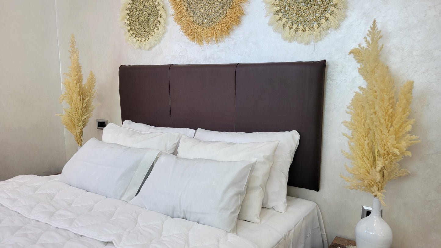 Upholstered Leather Headboard — back view of leather construction
