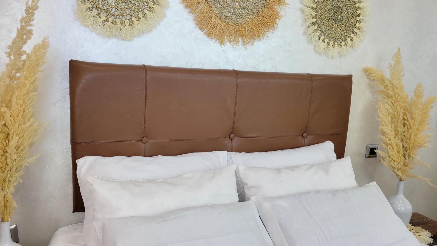Upholstered Leather Headboard — top view showing weave pattern