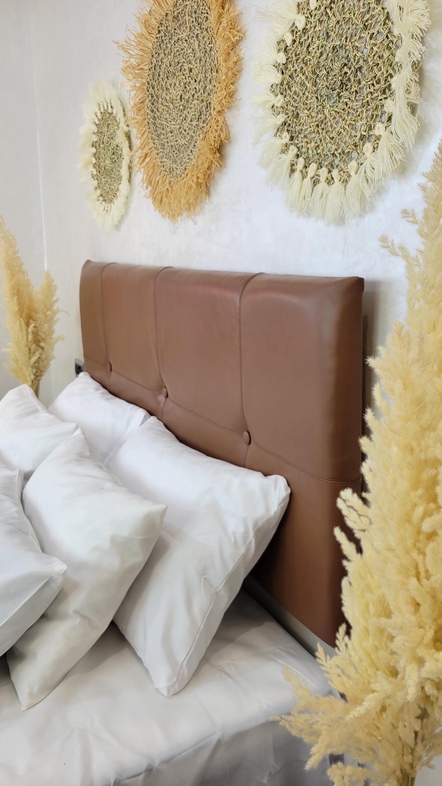 Upholstered Leather Headboard — back view of leather construction