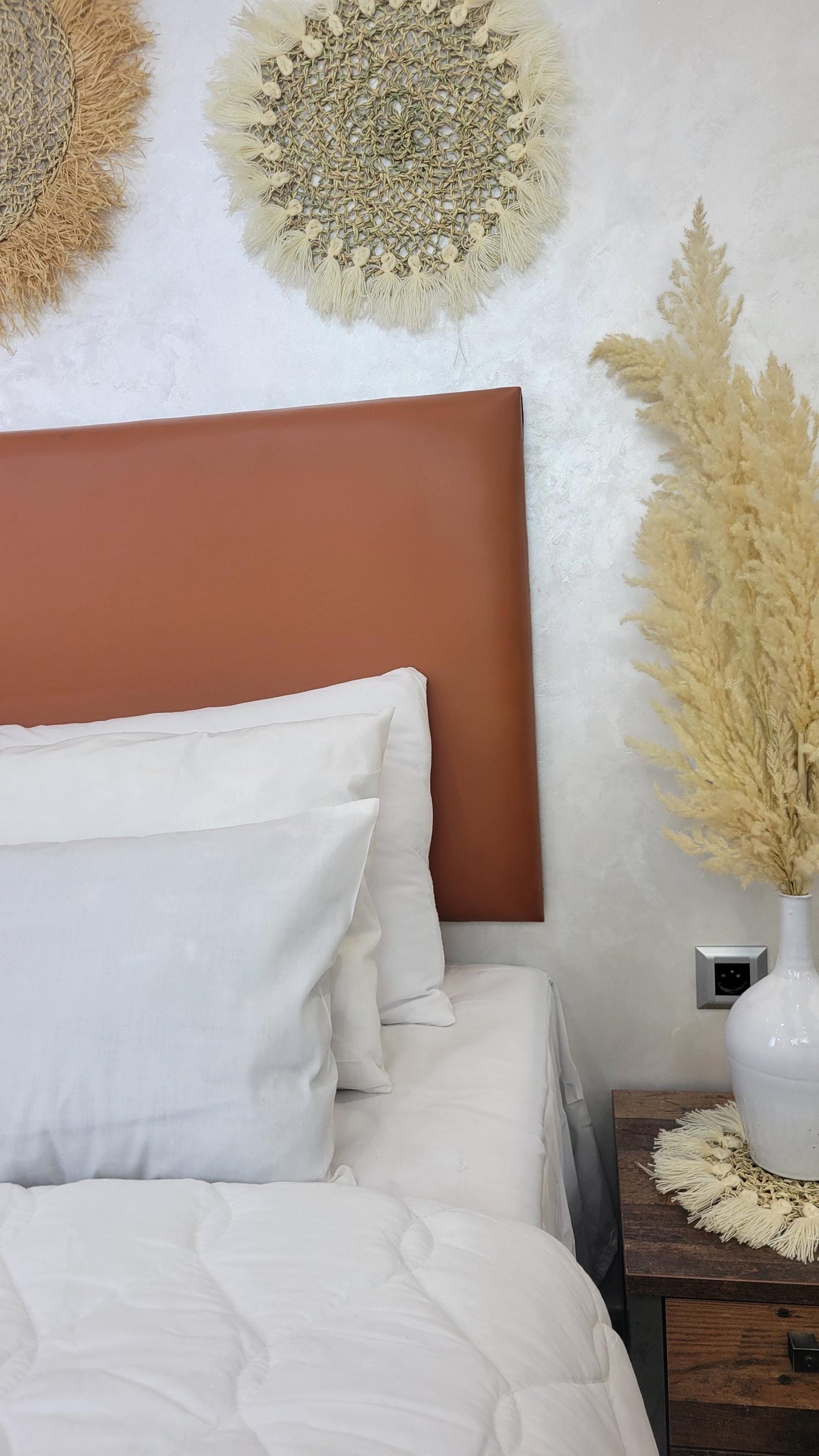 Upholstered Leather Headboard — top view showing weave pattern
