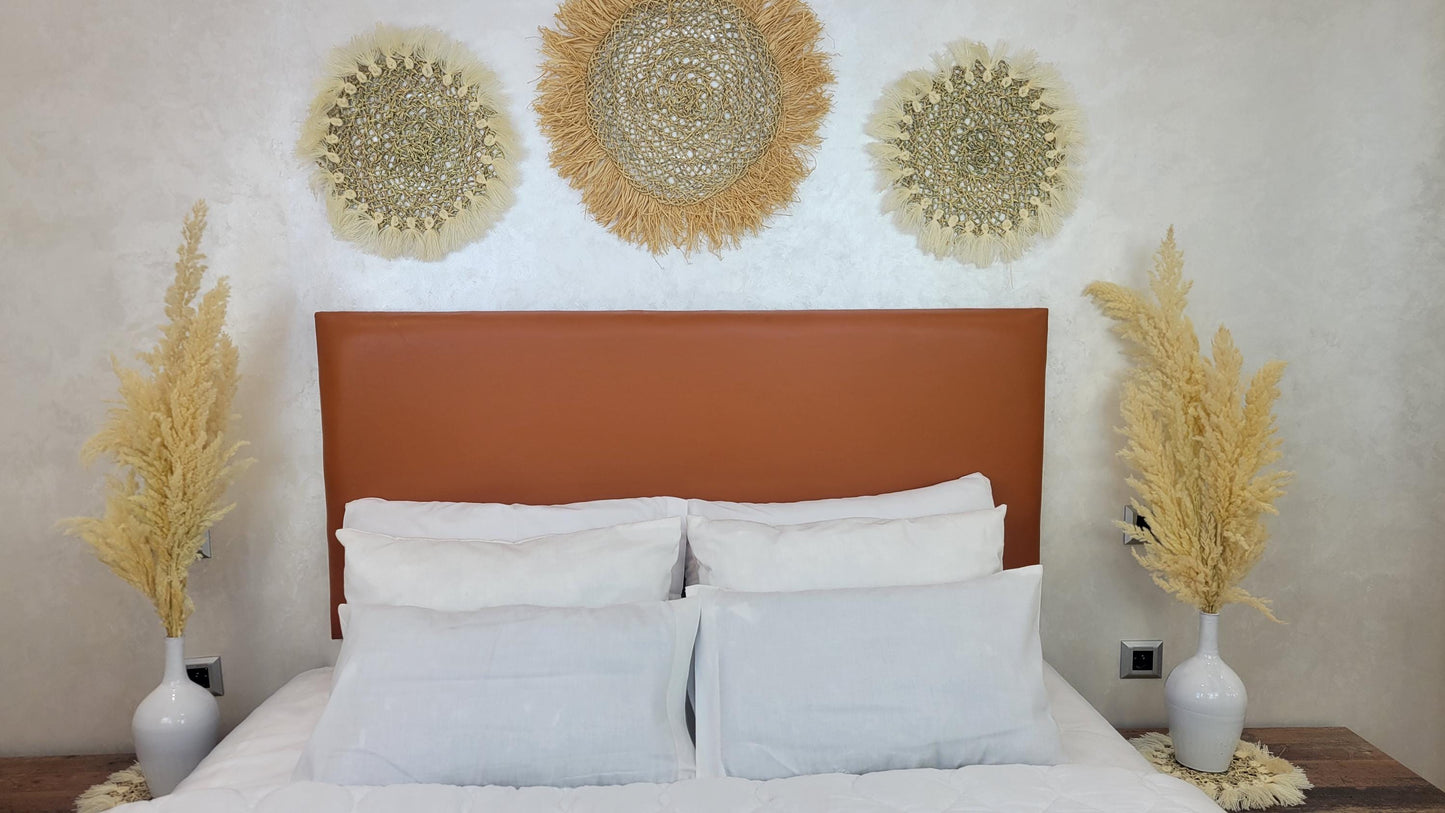 Upholstered Leather Headboard — close-up of leather texture