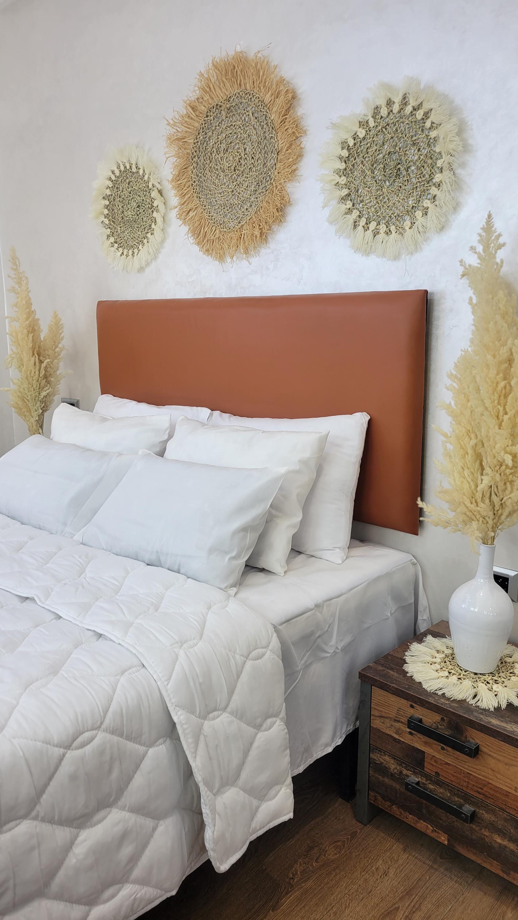 Minimalist Upholstered Headboard — Faux Leather Modern