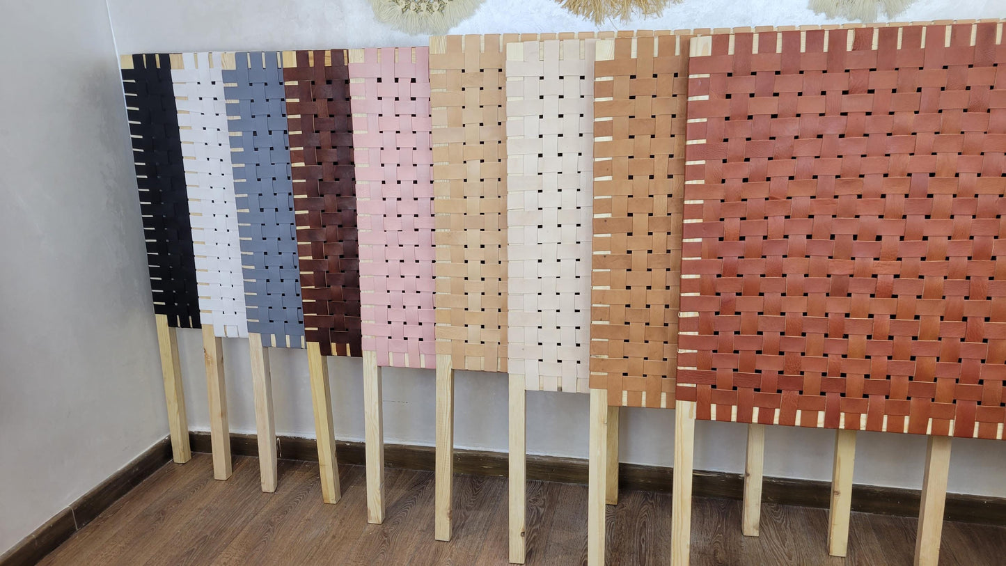Woven Leather Headboard — back view of leather construction