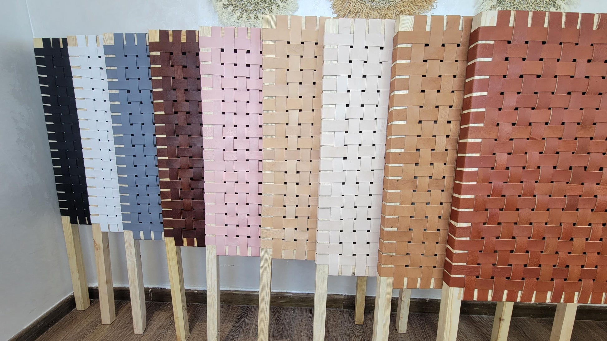 Woven Leather Headboard — top view showing weave pattern