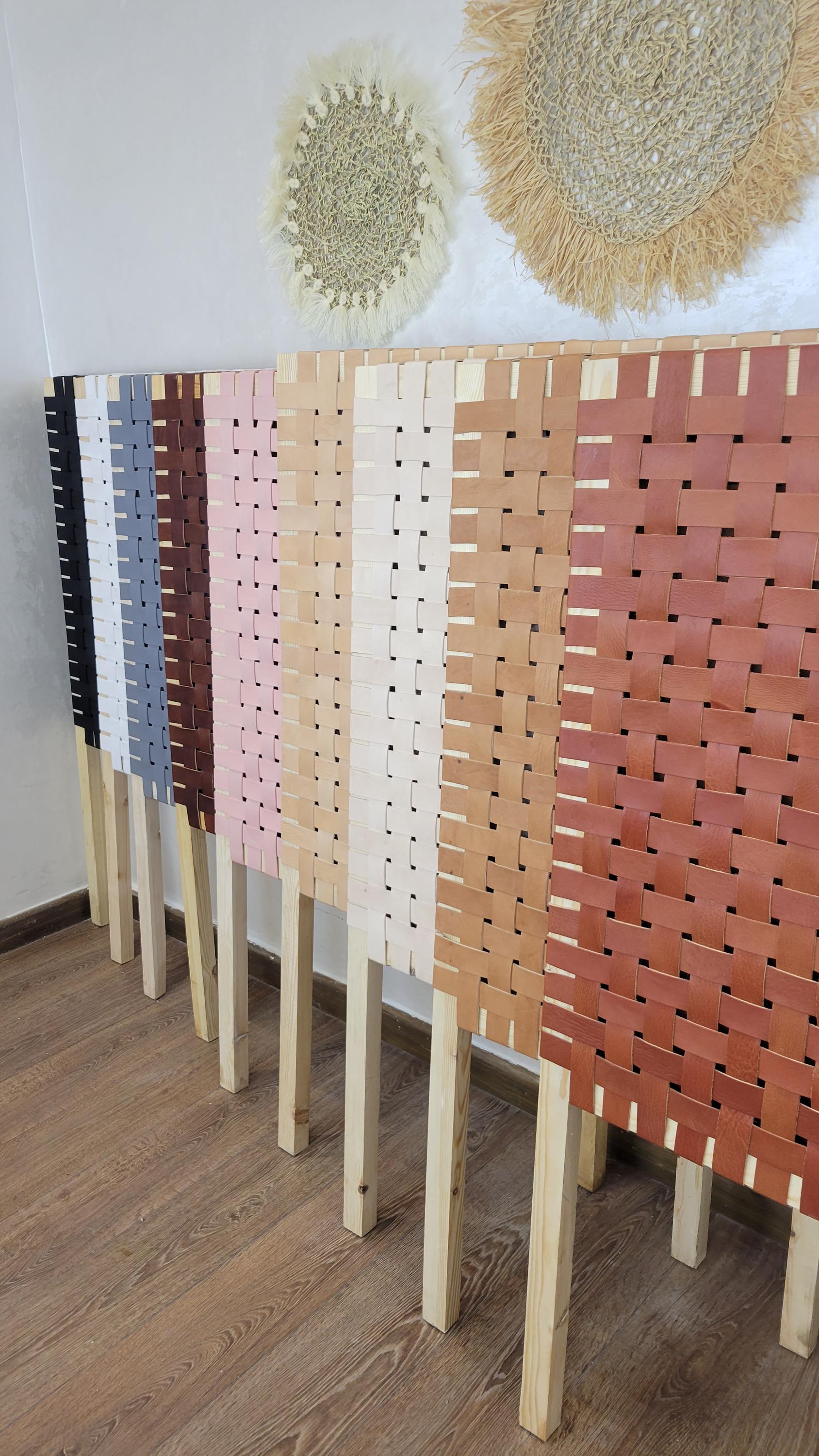 Luxury Woven Leather Headboard — Wall Mounted Boho