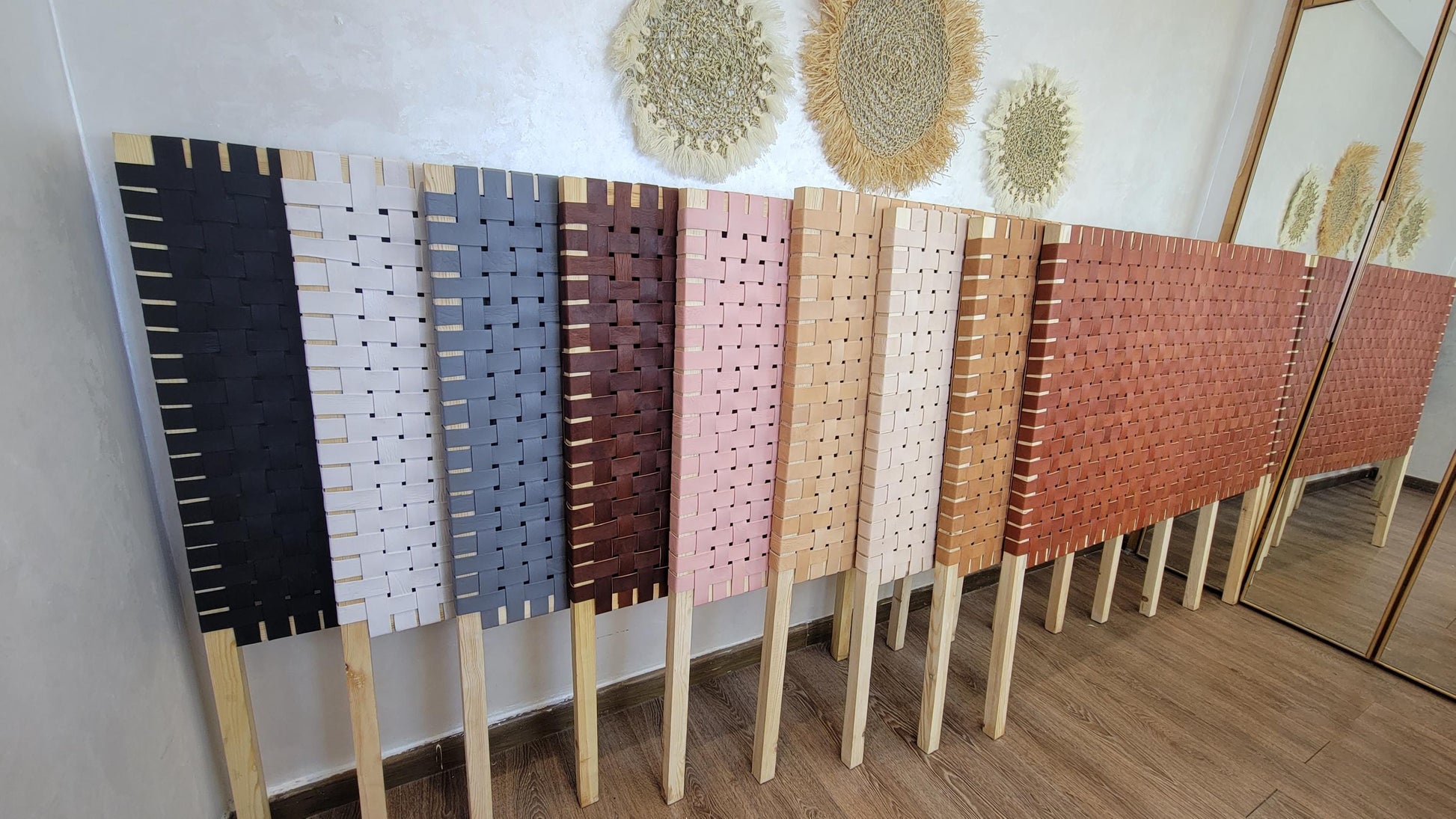 Woven Leather Headboard — close-up of leather texture