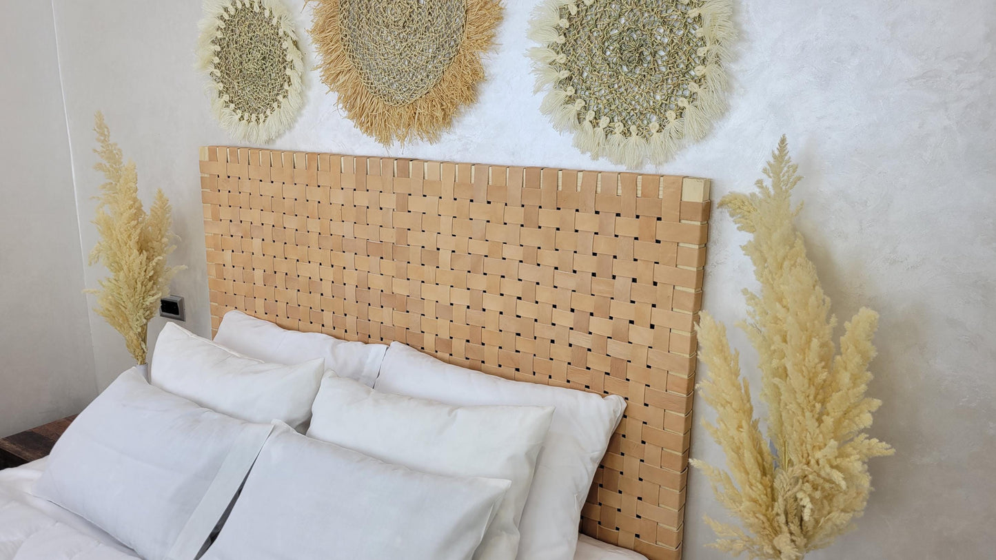 Leather Headboard with Legs — lifestyle scene in a US home
