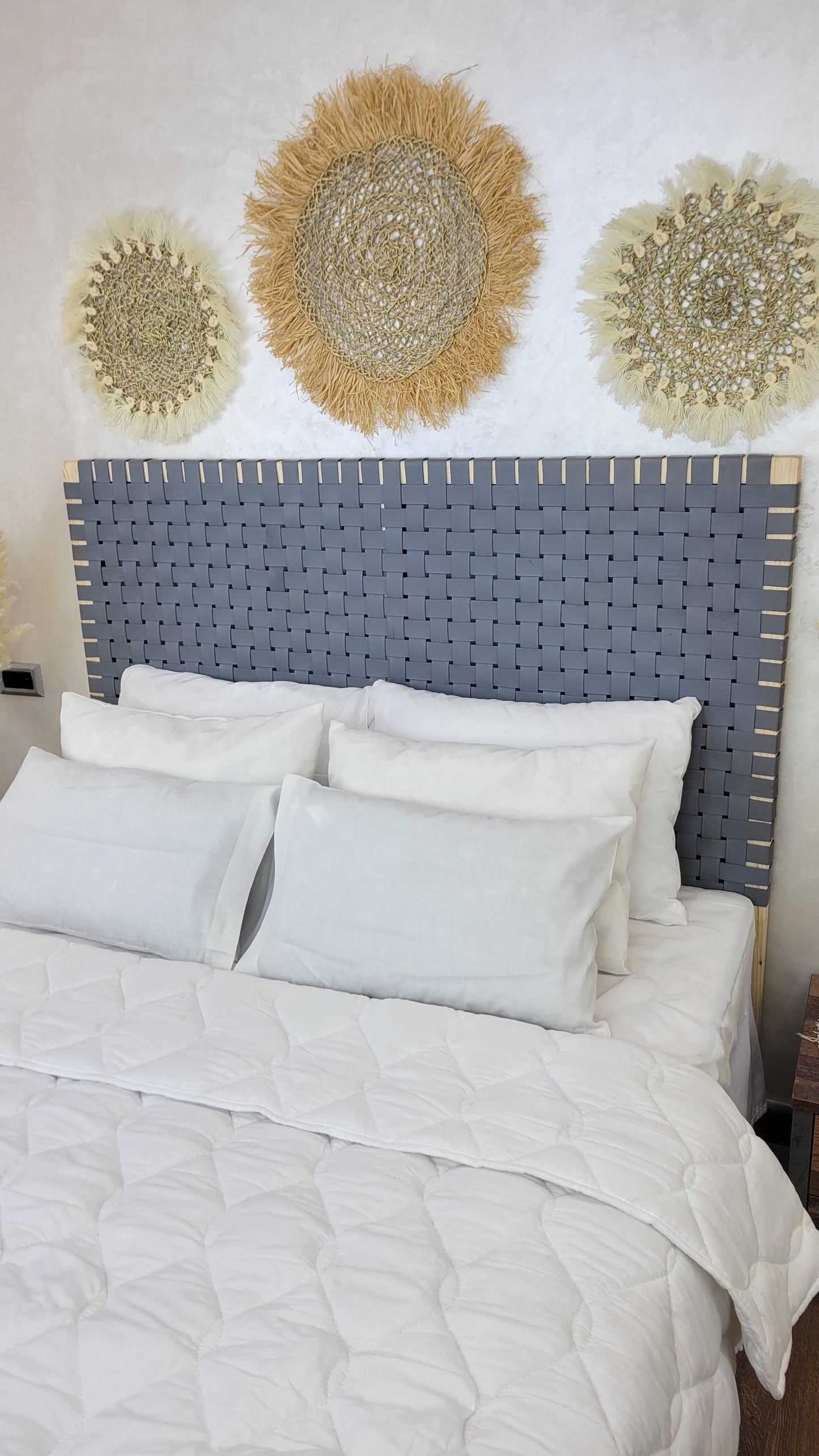 Leather Headboard with Legs — lifestyle scene in a US home