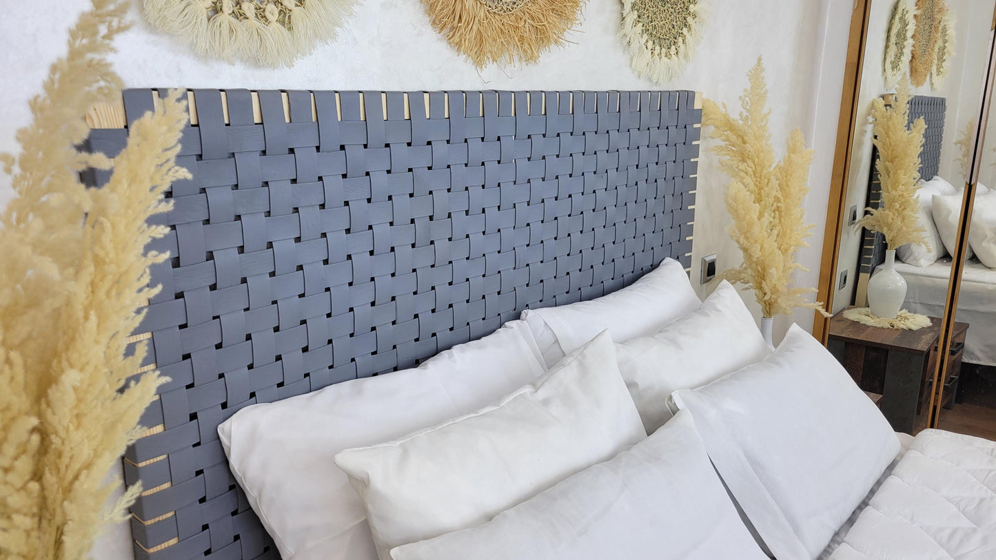 Leather Headboard with Legs — accent piece in bohemian interior