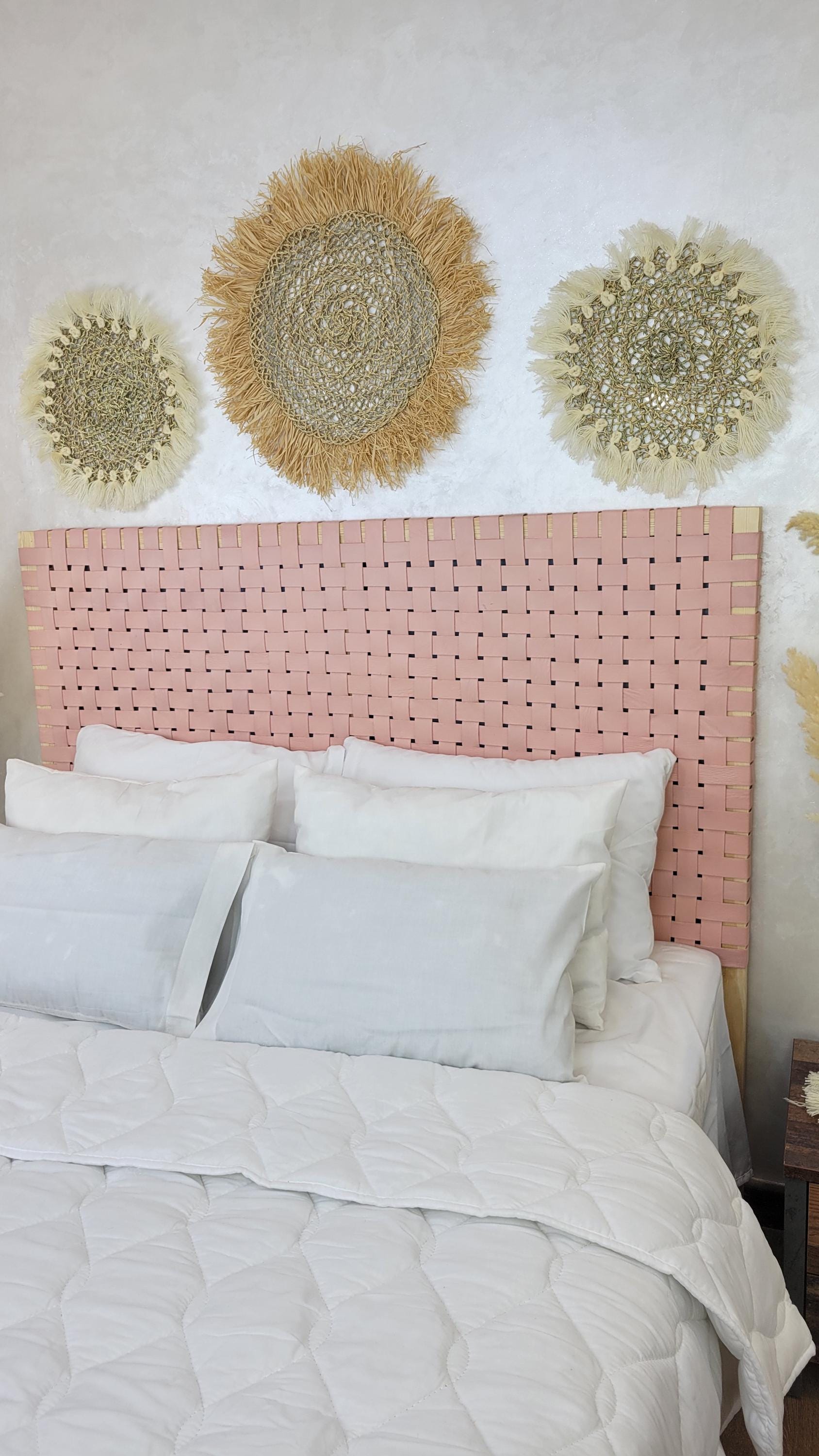 Woven Leather Headboard — three-quarter angle