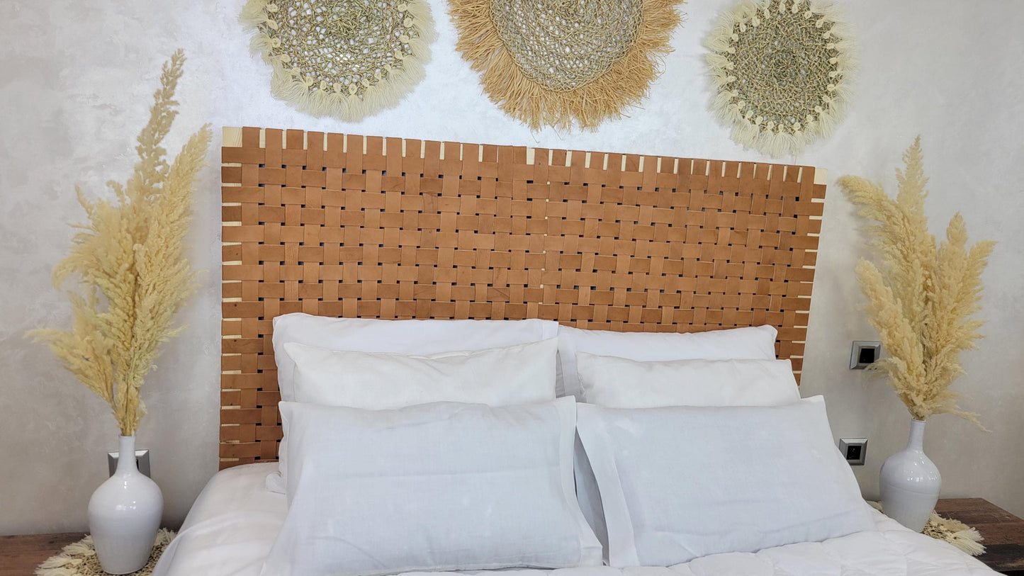 Woven Leather Headboard — lifestyle scene in a US home