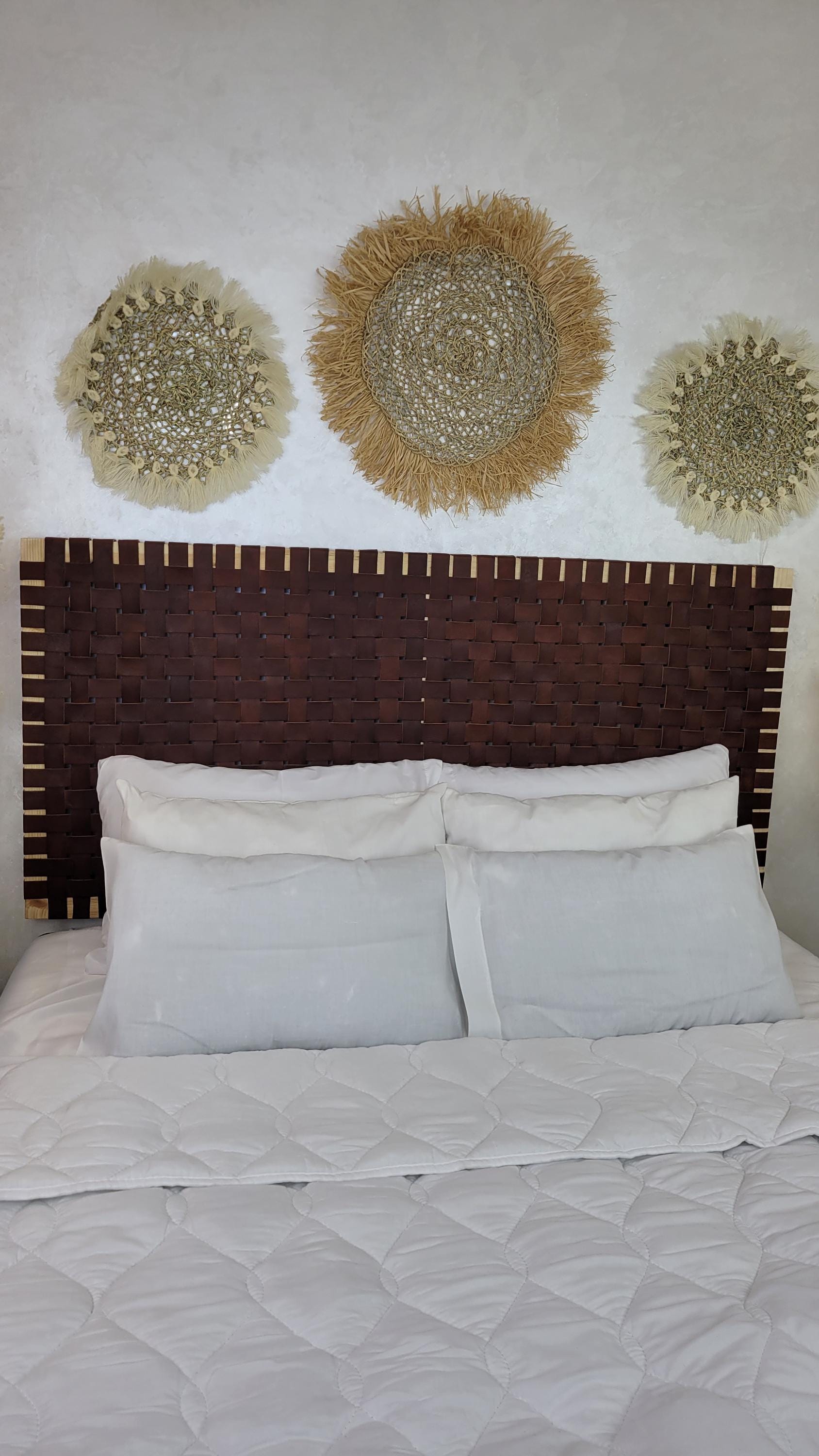 Woven Leather Headboard — close-up of leather texture