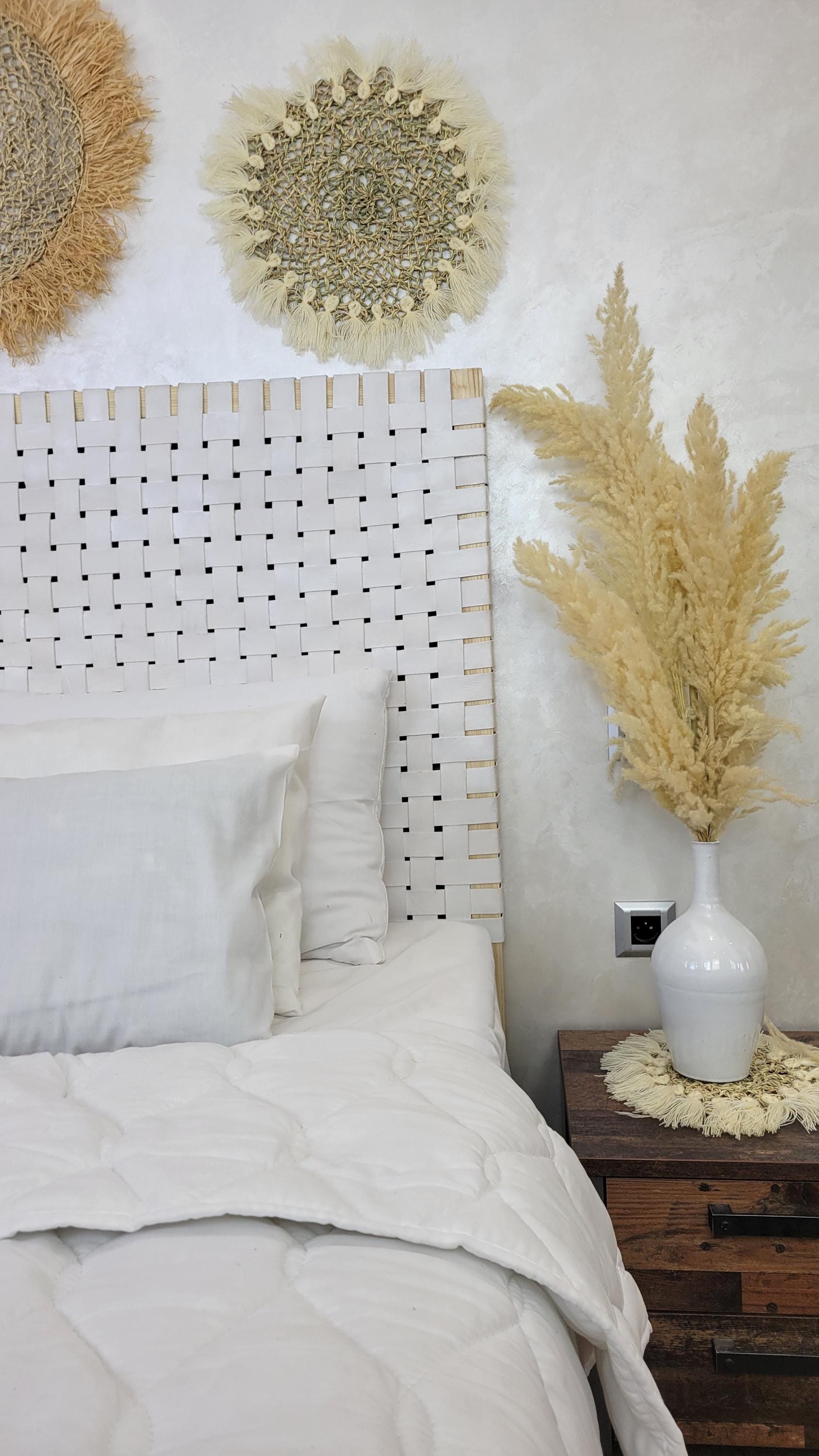 Woven Leather Headboard — close-up of leather texture