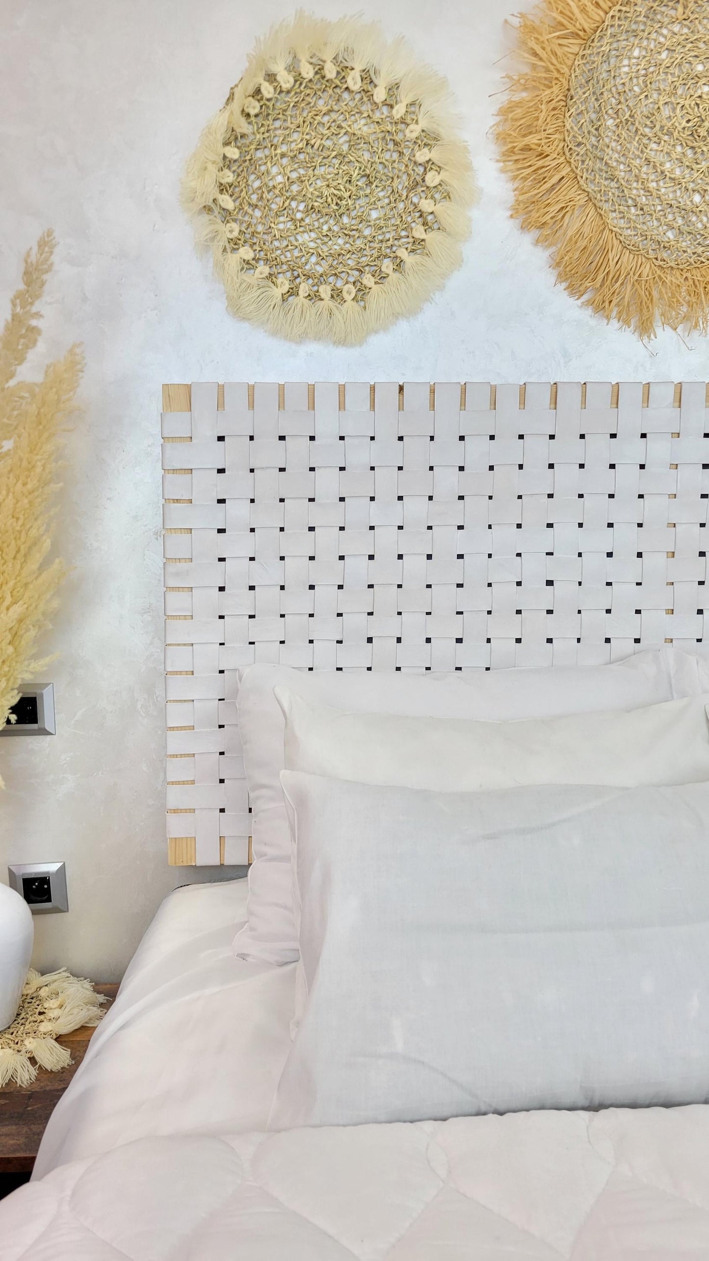 Woven Leather Headboard — back view of leather construction