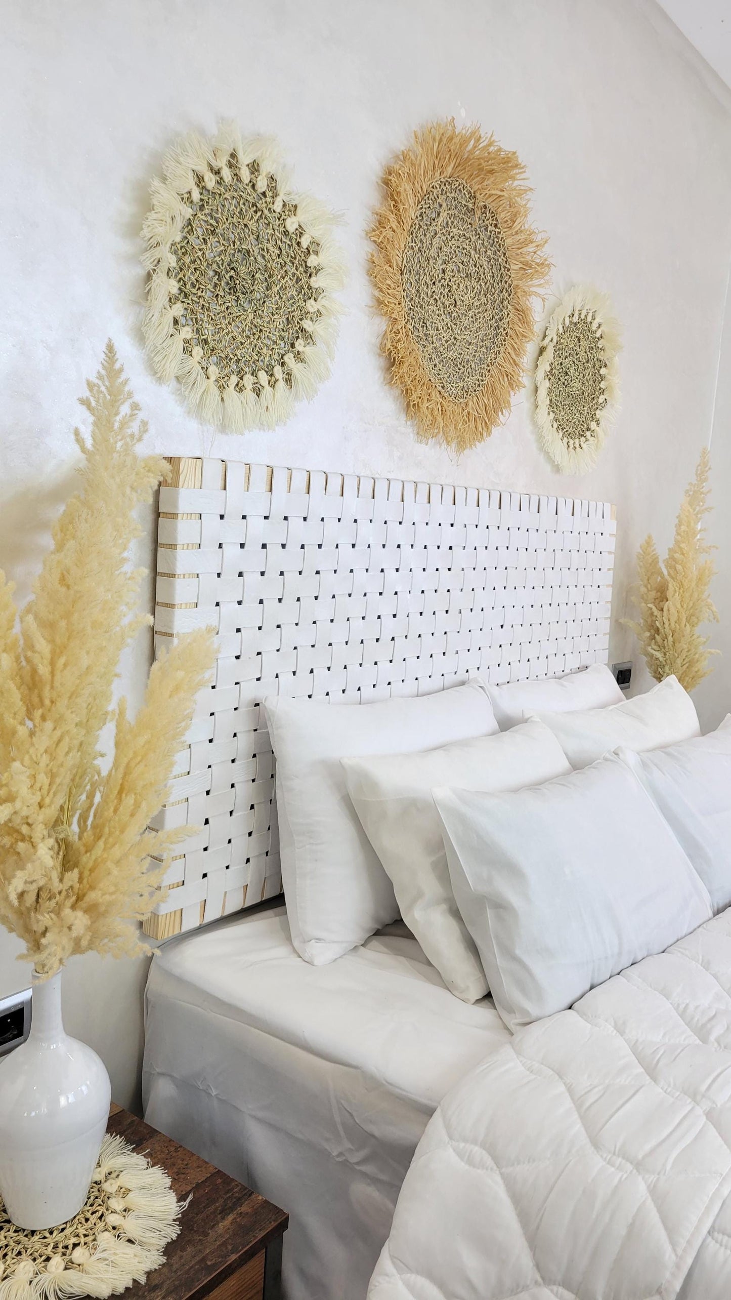 Handmade Leather Headboard — Woven Wall Bedroom Decor