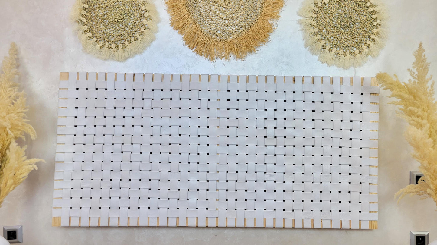 Woven Leather Headboard — lifestyle scene in a US home
