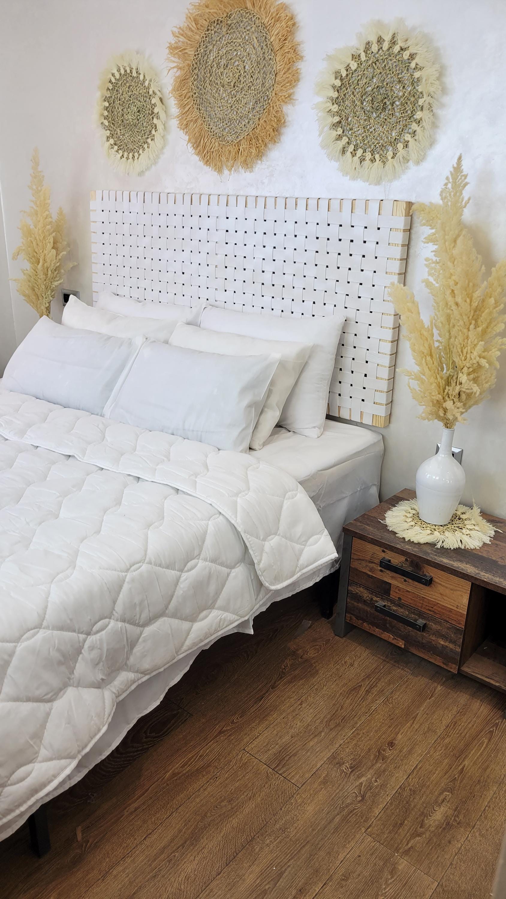 Woven Leather Headboard — close-up of leather texture
