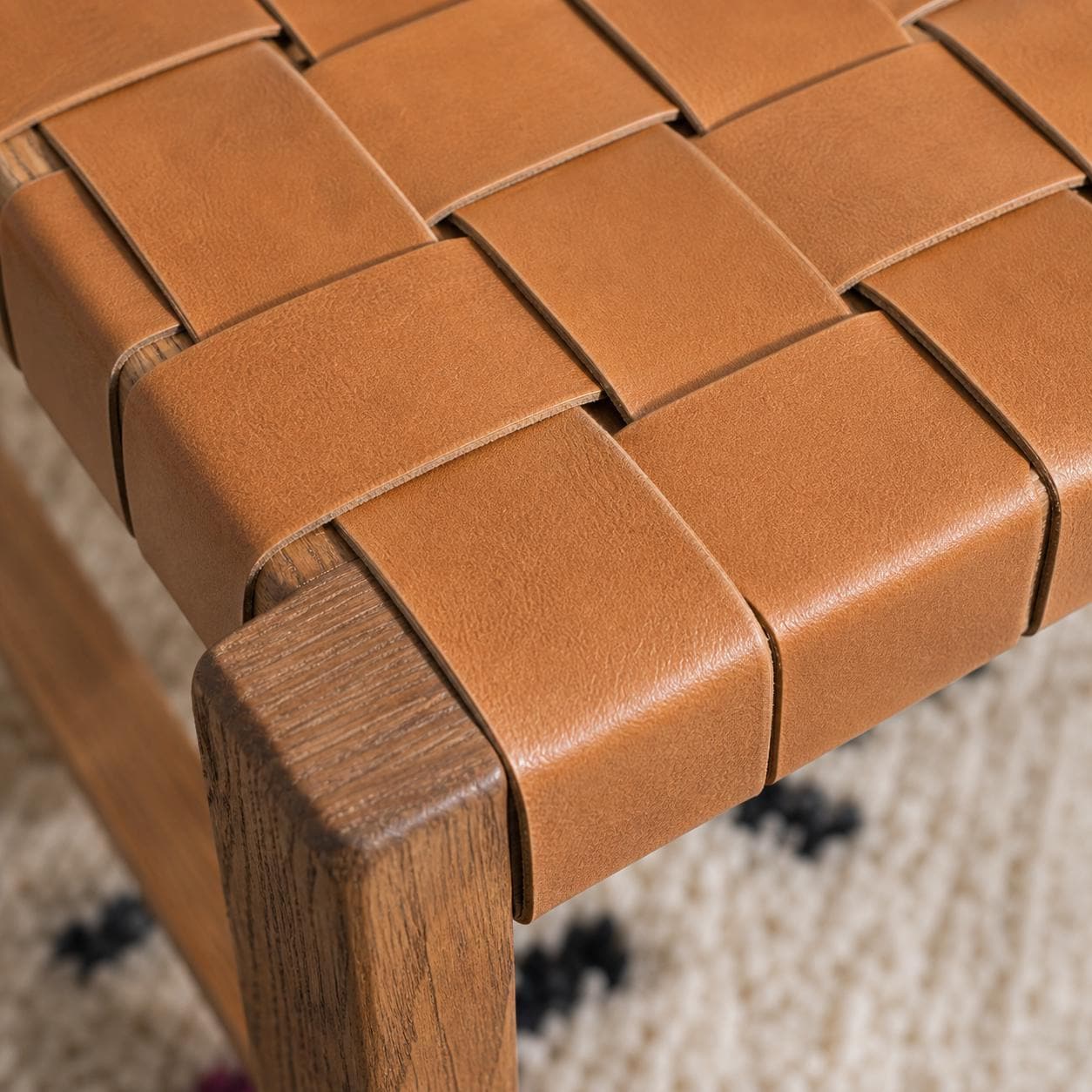 Moroccan Wooden Bench — back view of solid wood construction