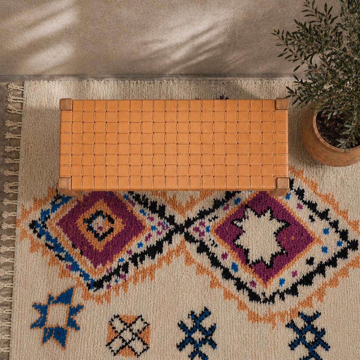 Moroccan Wooden Bench — color variation in natural light