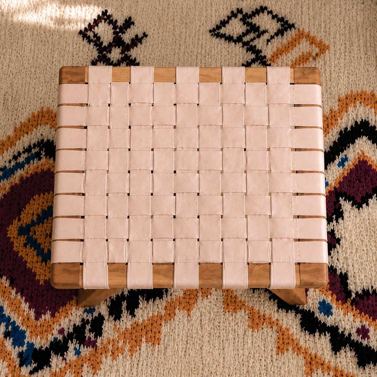 Moroccan Foot Stool — paired with neutral home decor