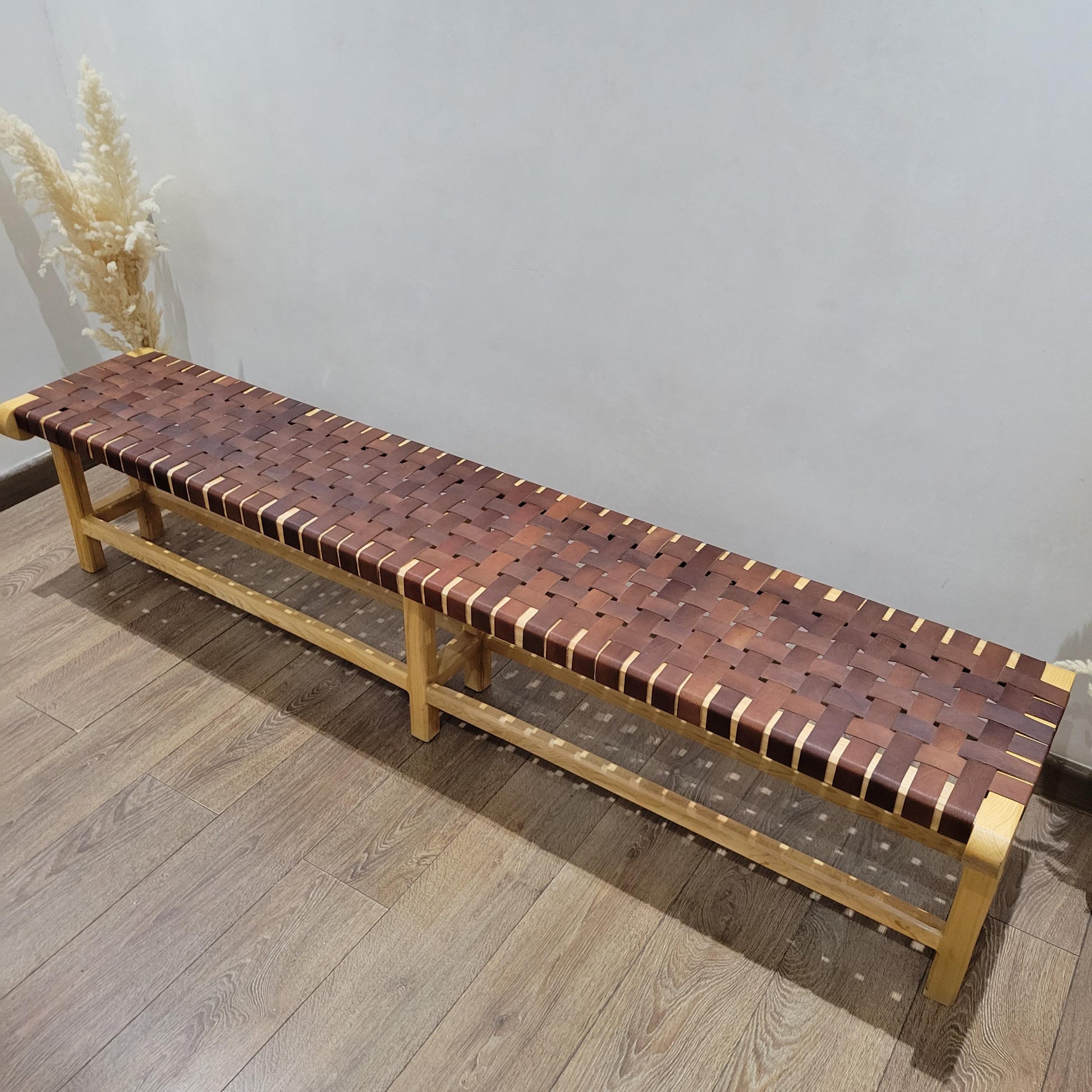 Luxury Handwoven Leather Bench — Bench-Made Artisan
