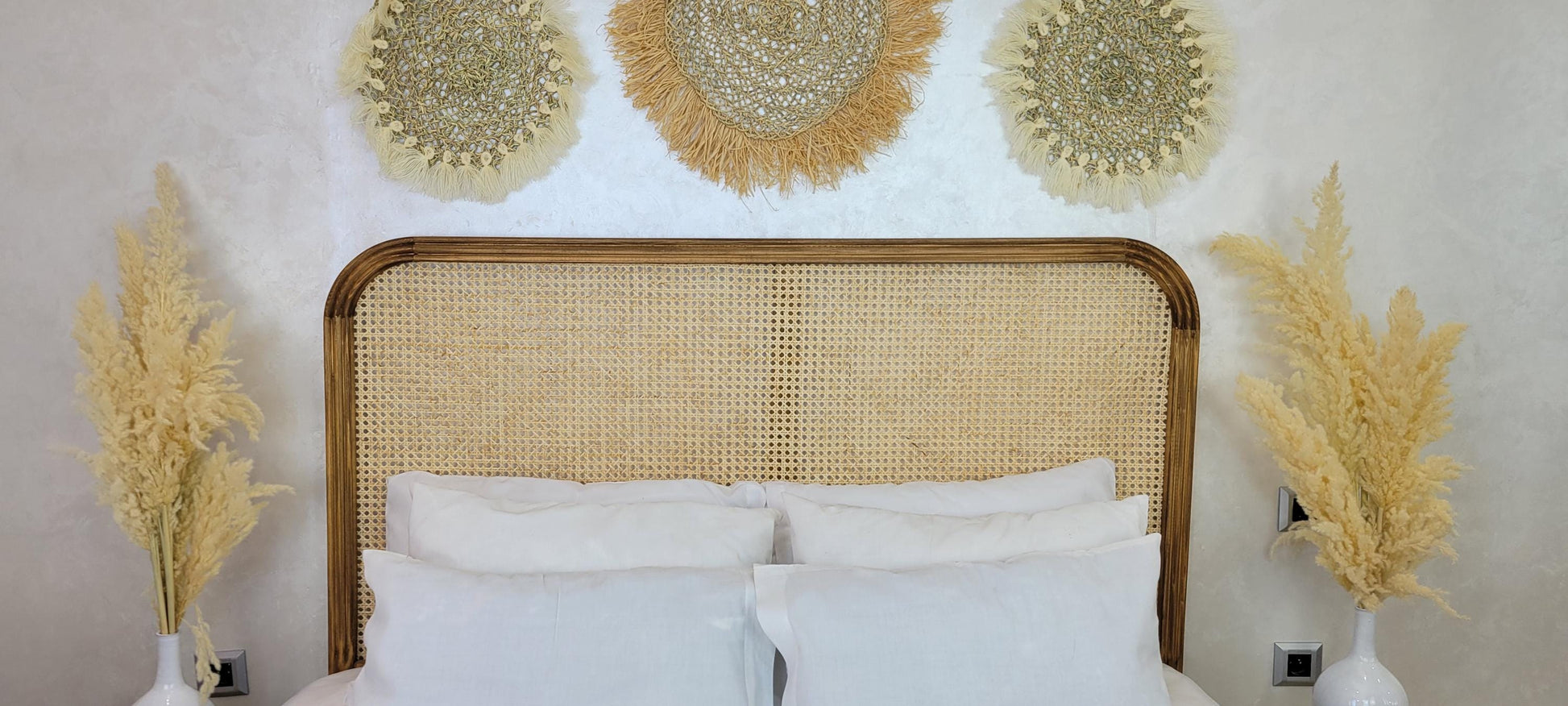 Rattan Headboard — top view showing weave pattern