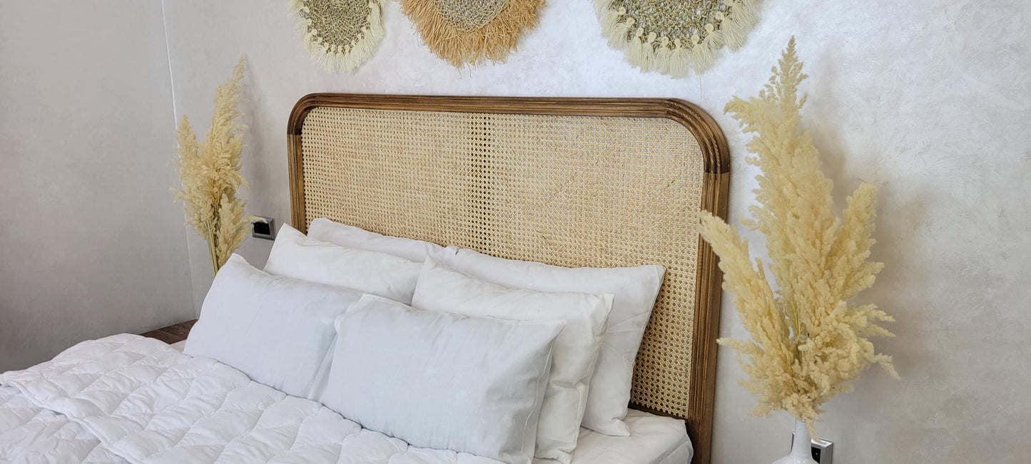 Rattan Headboard — three-quarter angle
