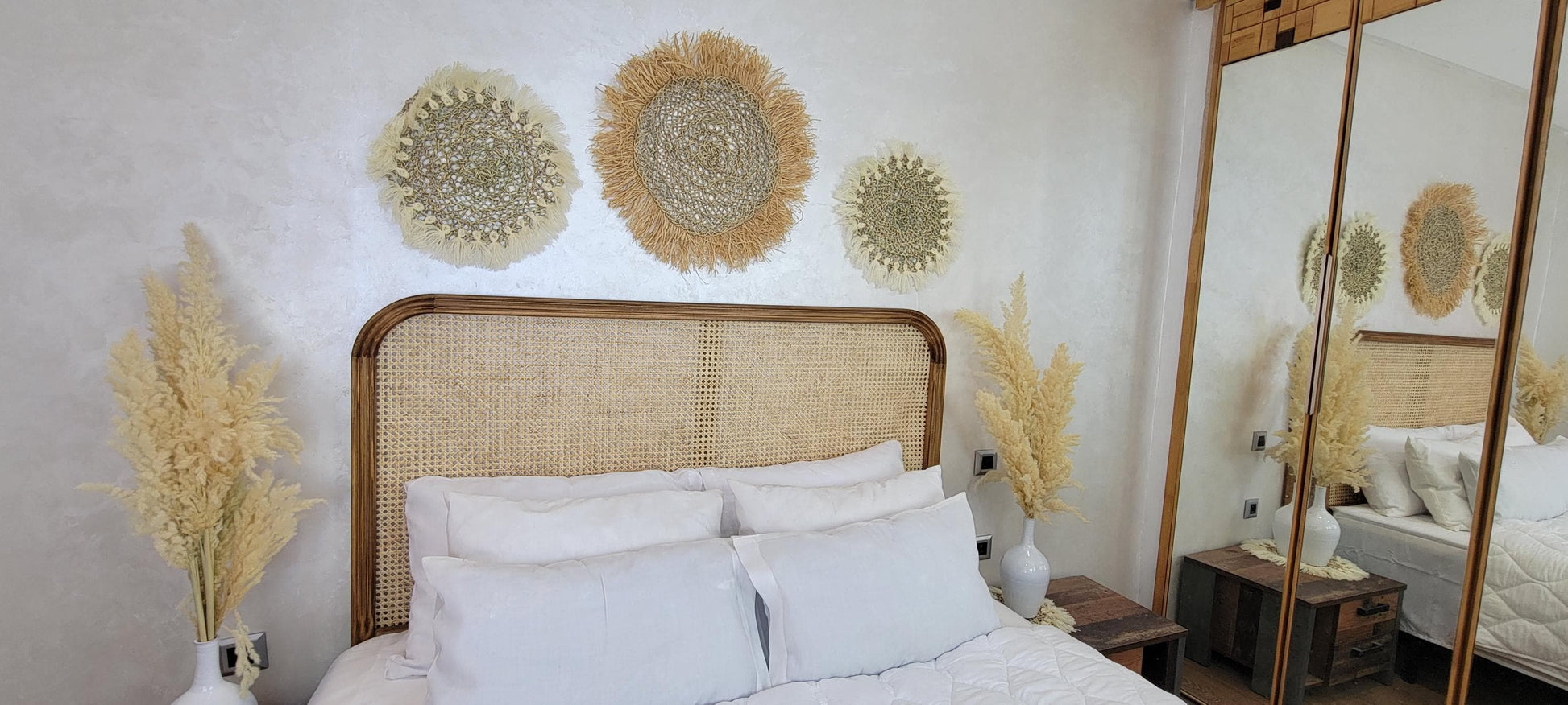 Rattan Headboard — back view of rattan cane construction