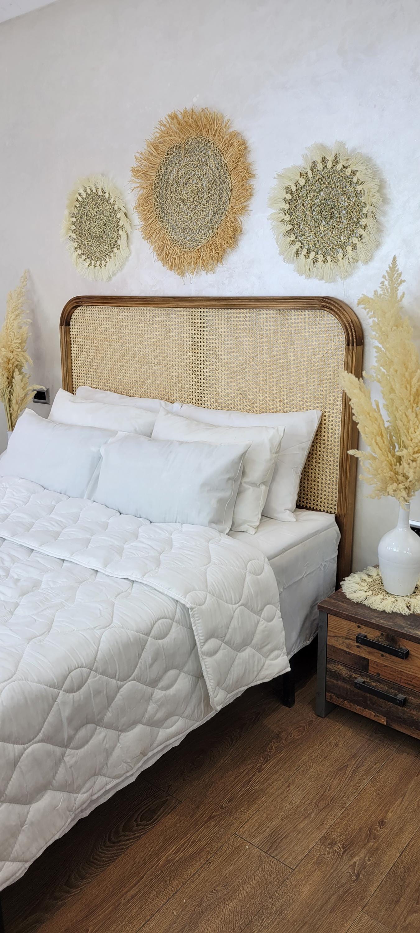 Luxury Rattan Headboard — Natural Cane Boho