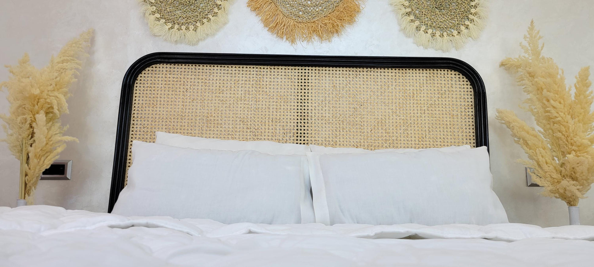 Rattan Headboard — color variation in natural light
