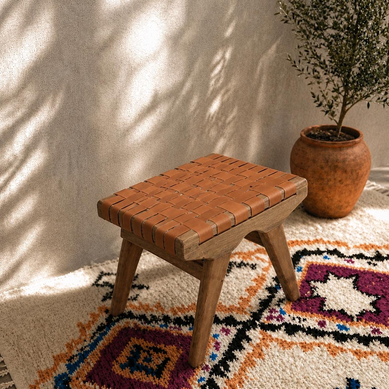 Moroccan Foot Stool — color variation in natural light